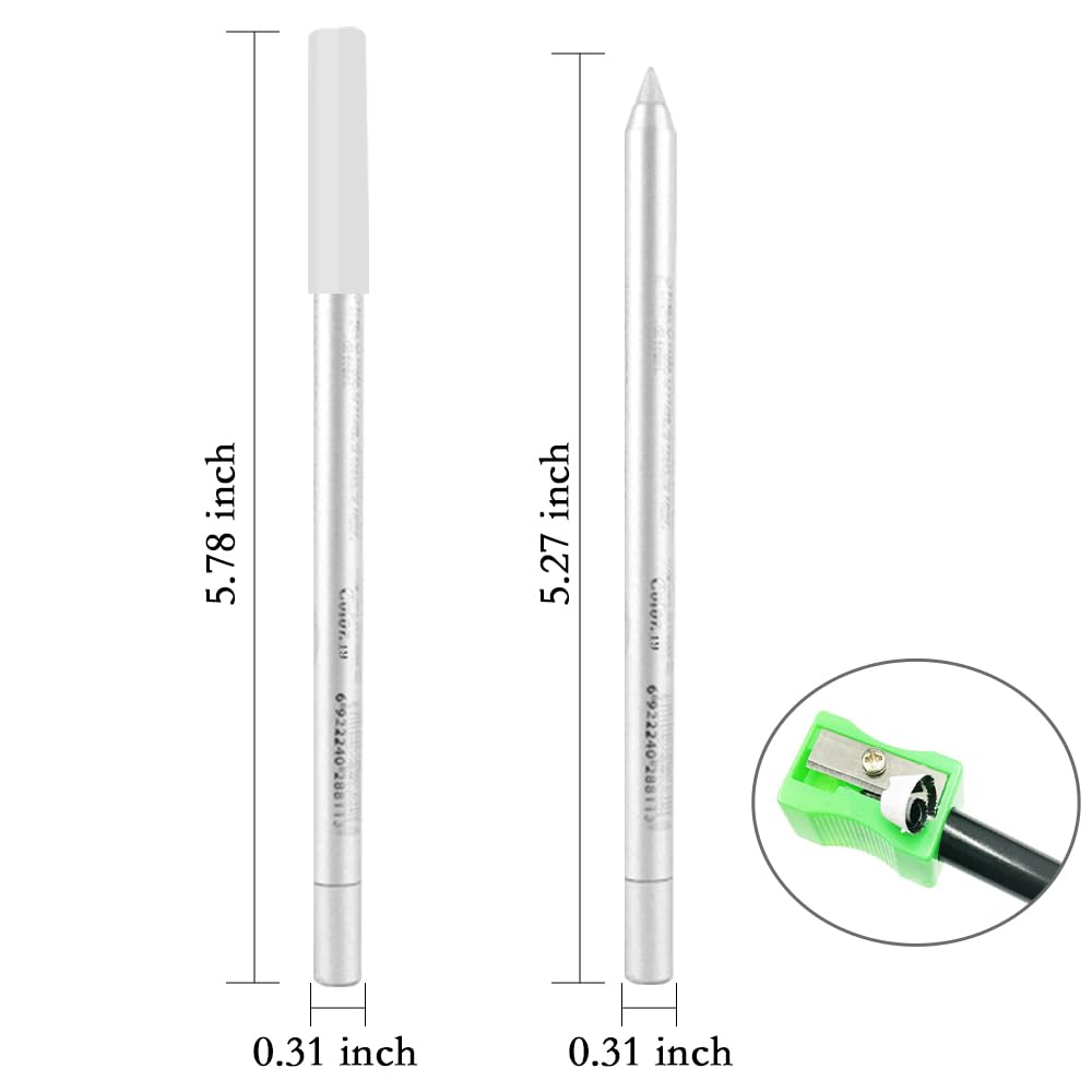 Kaely Gel Eyeliner Pencil for Women, Pearl White Eye Liner Waterproof Smudge Proof with Sharpener, Waterline Eye Makeup Liners, delineador de ojos contra el agua, Vegan & Cruelty-Free, 19