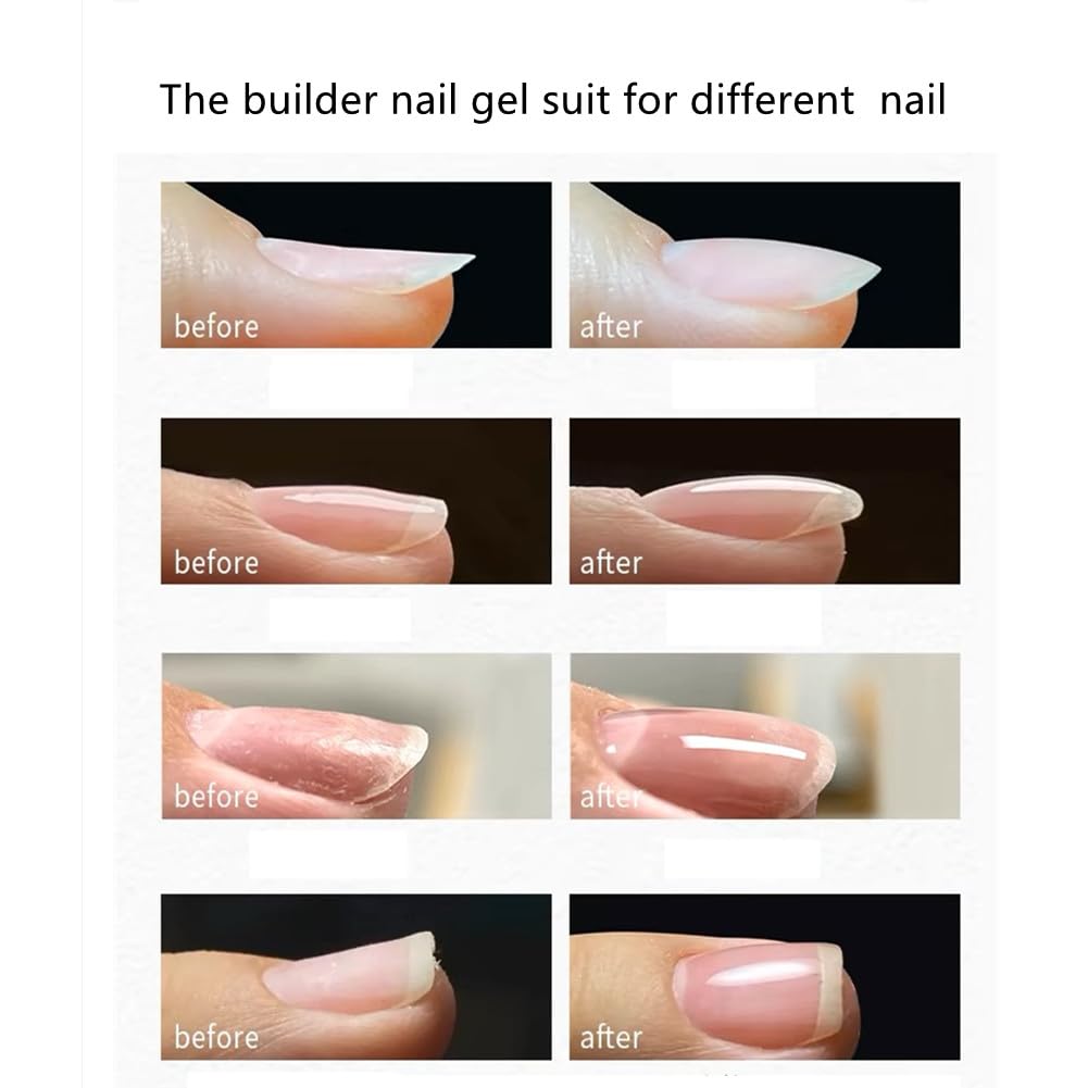Builder Nail Gel, 7-in-One Clear Builder for Nails, LED Lamp Cured Color Strengthener Thickening Extension Rhinestone Glue Gel Polish in a Bottle for DIY Home Salon Gift