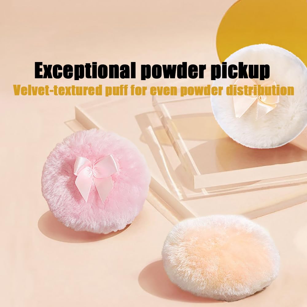 Luxury 4 Inch Glass Powder Container with 2 Soft 3.5" Puffs|Non-Sealed Refillable Organizer for Body Powder,Makeup & Jewelry|Setting Powder Applicator w/ Loose Powder Storage(Butterfly-Dazzling Color)