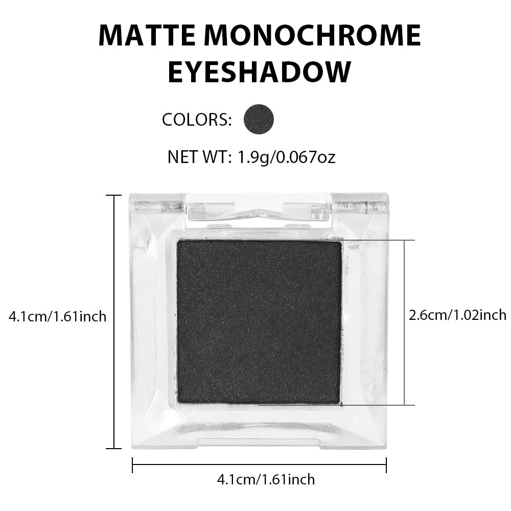 Single Nude Black Matte Eyeshadow,Intense Monochrome Eye Shadow,Apply Makeup Easily,Matte Pressed Powder Single Eyeshadow,24 Hour Eye Makeup Longwear Waterproof