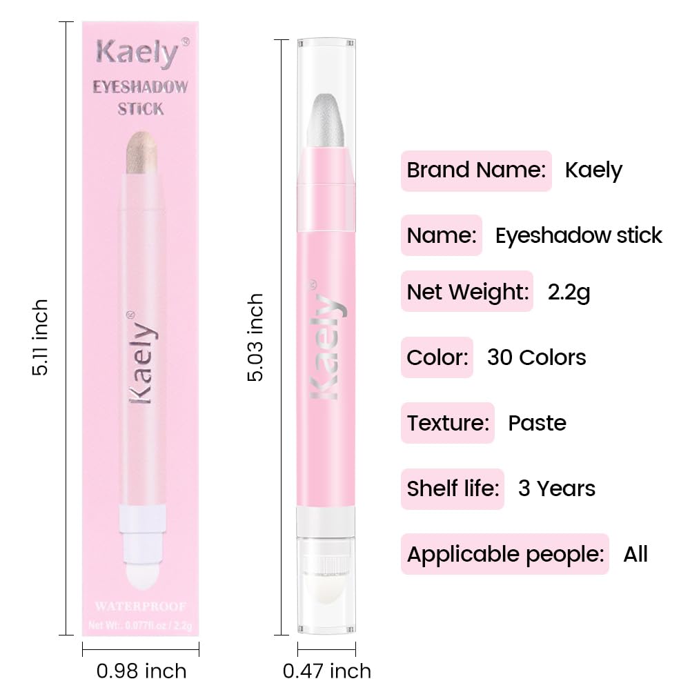 Kaely 2in1 Cream Eye Shadow Brightener Sticks for Eyes, Pencil Eyeshadow Applicator Stick Waterproof Pigmented, Eye Shadow Palette Highlighter Makeup, sombras para ojos, 16 Silver Shimmer