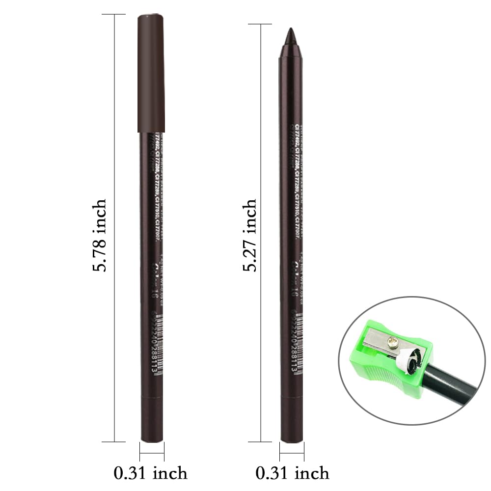 evpct Brown Eyeliner Pencils for Eyes, Brown Colored Eye Liner Pencil Pen Makeup Waterproof Smudge Proof, Colored Gel Waterline Eyeliner Liquid, Face Eye Paint Stick Halloween Makeup 16
