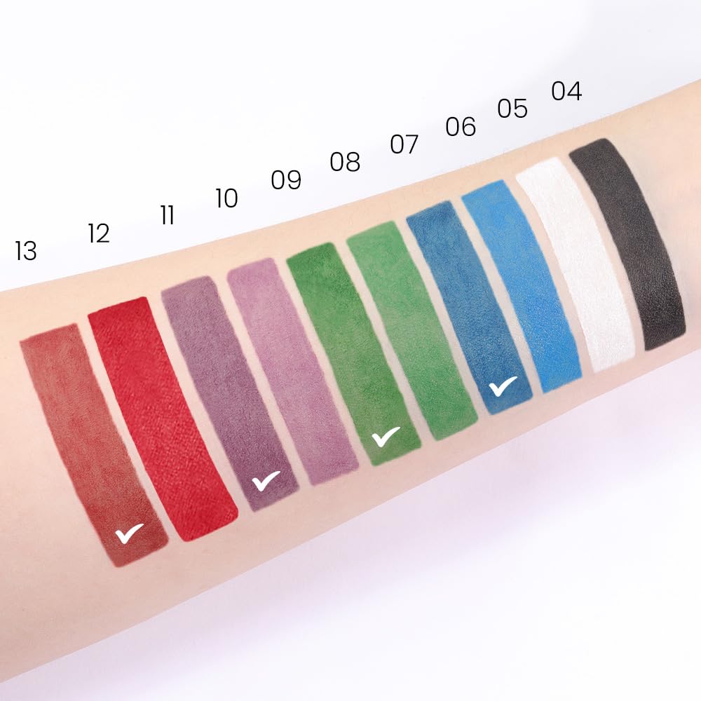 Kaely 4Pcs Dark Blue Green Purple Red Gel Eyeliner Pencil,Cream Waterproof Smudge Proof Eye Liner,Halloween Makeup,Eye Black Face Paint Lipstick Crayon,Color Colorful Eyeliner Eyeshadow Stick