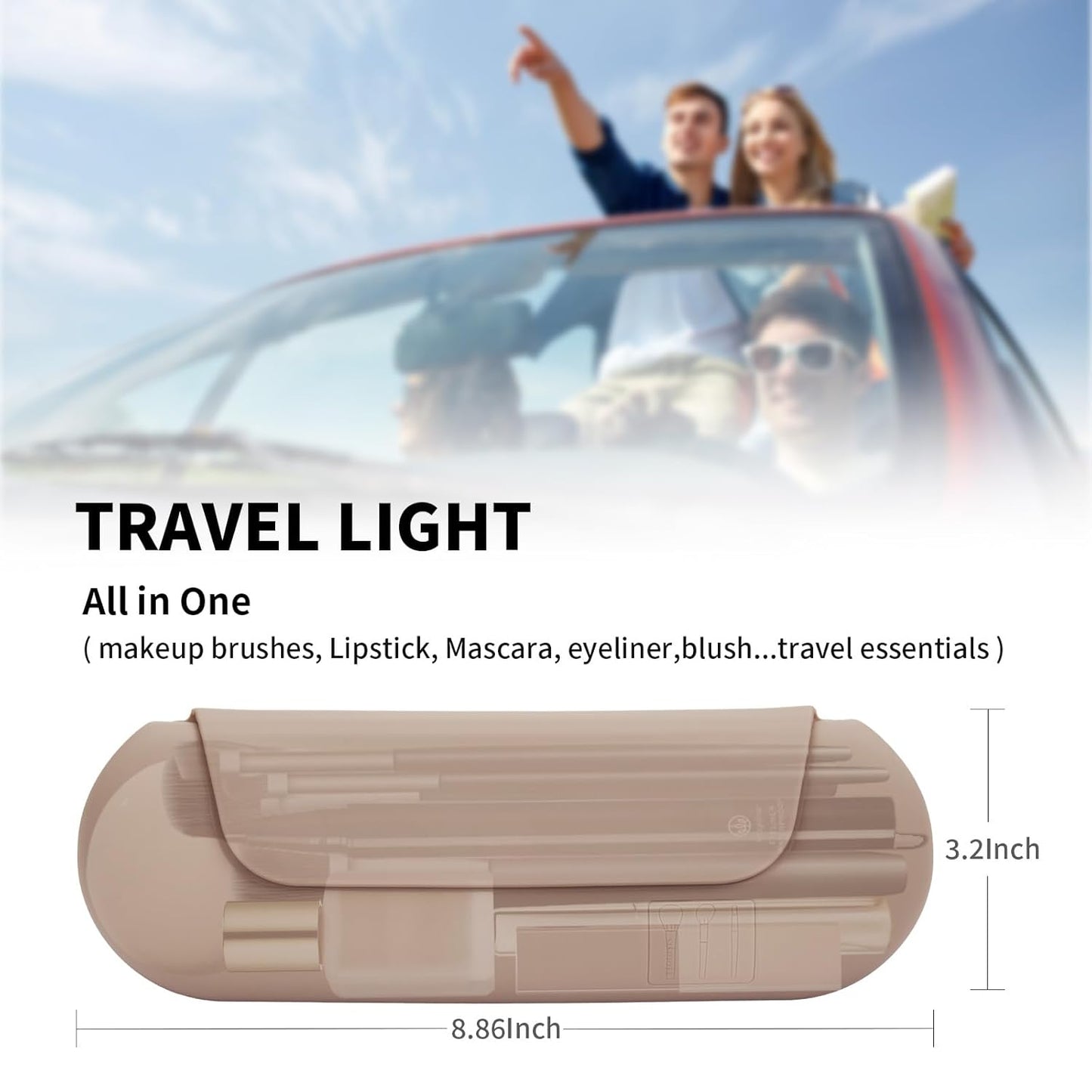 Silicone Makeup Brush Holder Travel Cosmetic Bag:Soft Portable Cosmetic Face Brushes Holder with Upgrade Anti-Fall Out Magnetic Closure, Large Travel Makeup Brush Case - Walnut