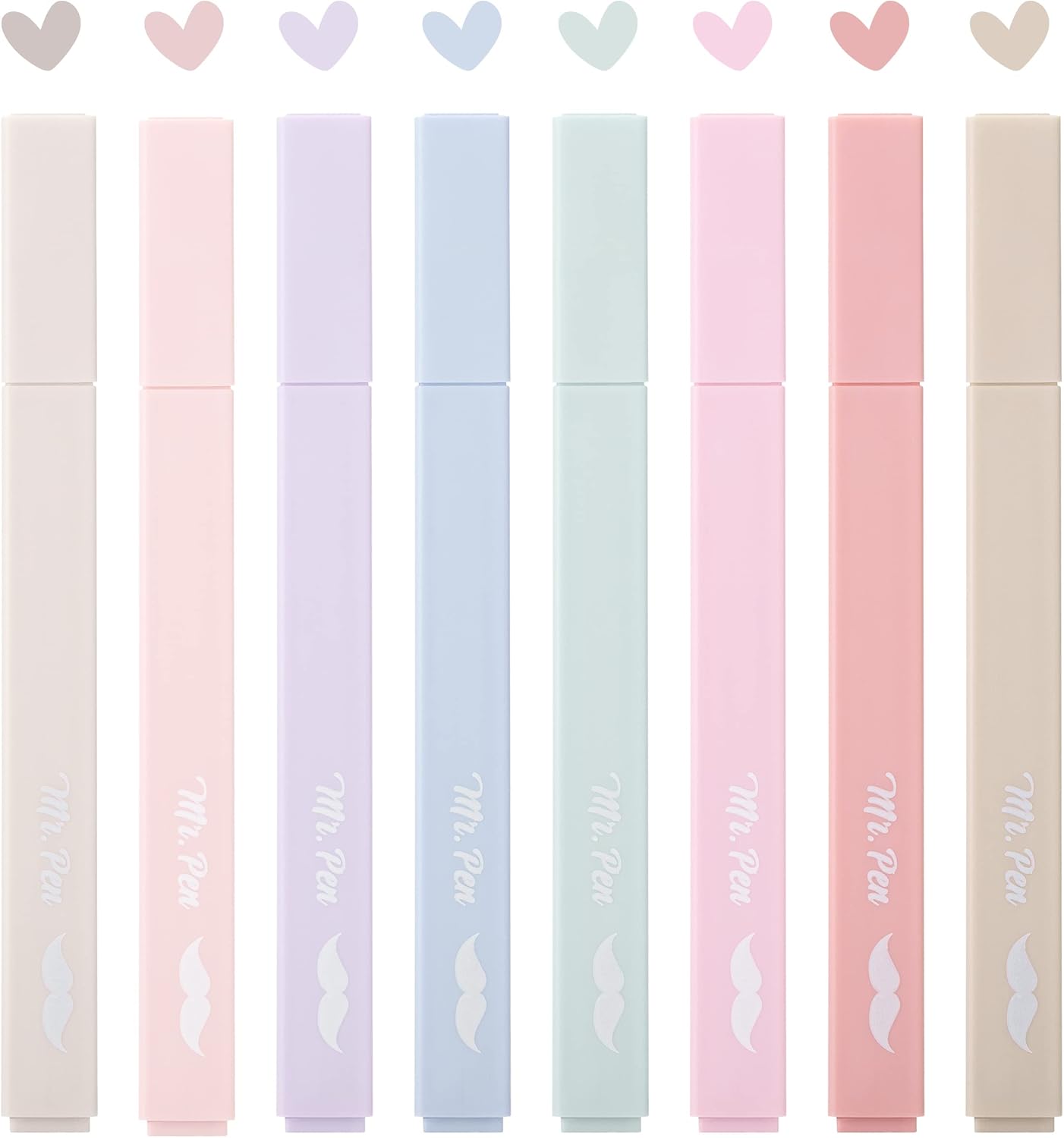Mr. Pen- Aesthetic Highlighters, 8 Pcs, Chisel Tip, Muted Pastel Color, No Bleed Bible Highlighter Pastel, Highlighters Assorted Colors, Highlighter Set