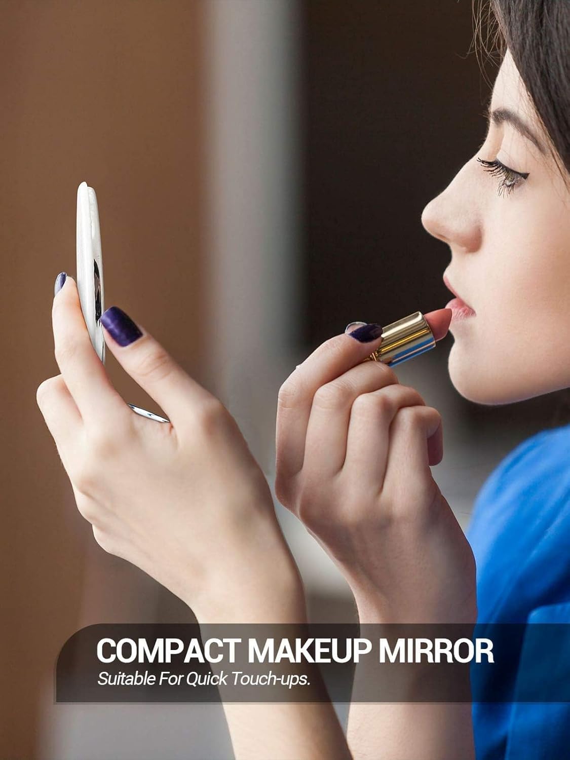 Compact Mirror,Set of 2 Round Double-Sided Makeup Small Mirror for Purse with 1X/3X Magnification PU Leather (White, 2.8")