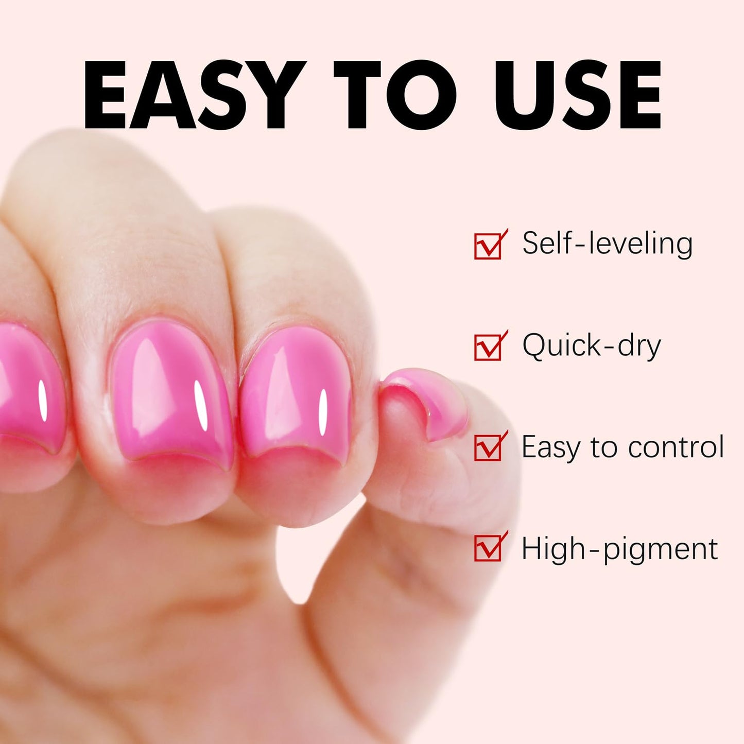 FZANEST Hot Pink Builder Rubber Base Gel, 5 in 1 Builder Gel For Nails Enhance Extension Repair Self-leveling in a Bottle Elastic Rubber Base Coat