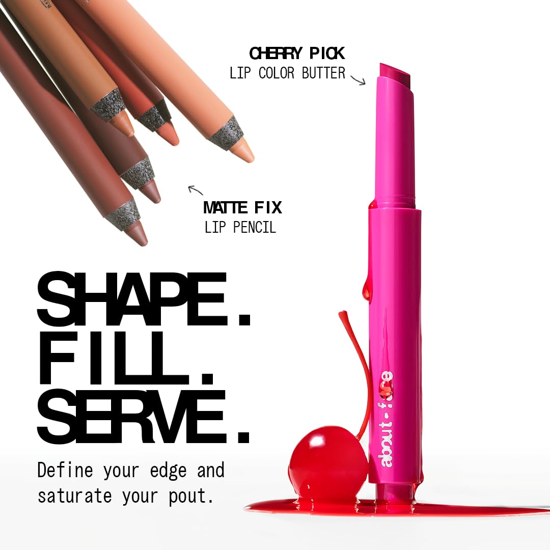 about-face Matte Fix Lip Pencil Paper Romance – Long-Wear, Creamy Matte Lip Liner with Hyaluronic Acid & Vitamins C & E – Vegan, Cruelty-Free, Clean Beauty – 0.042 oz (Rosewood)
