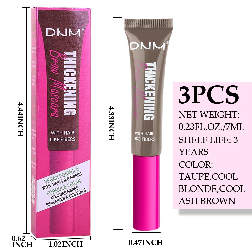 Tinted Thickening Brow Mascara,Brow Fast Sculpt,Waterproof, Transfer-proof, Brush to Fill in Eyebrows and Cover Gray Hairs - Cruelty Free (3pcs 01 Taupe &02 Cool Blonde &05 Cool Ash Brown)