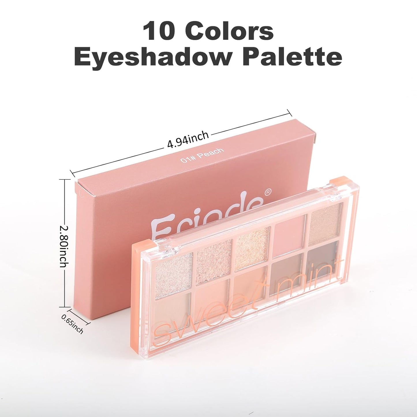 Erinde 10 Colors Eyeshadow Palette Makeup - Matte Shimmer Glitter Eye Shadow, Ultra-Blendable, High Pigmented, Naturing-Looking, Neutral Nude Eyeshadow Pallet with Professional Brush, Peach Color