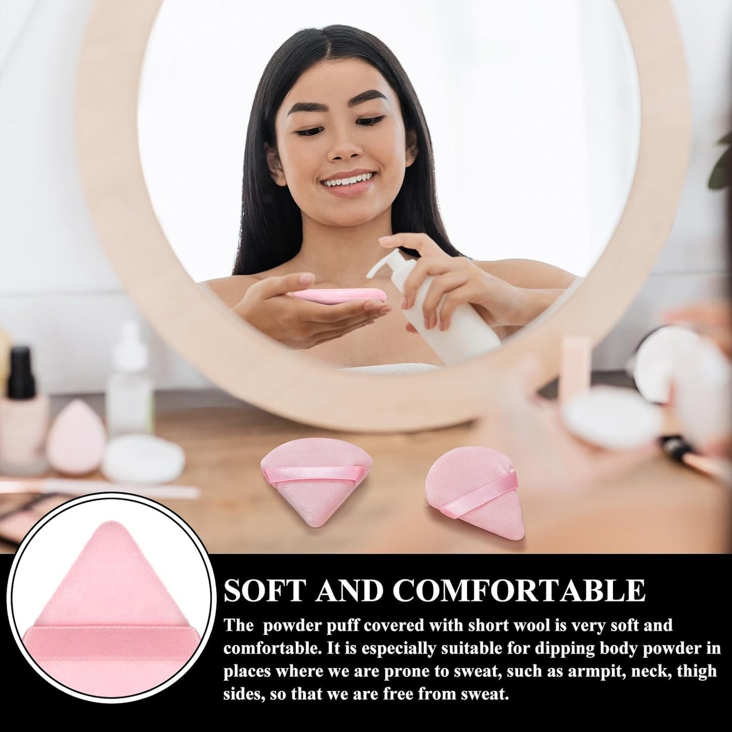 Maitys 12 Pieces Powder Puff Triangle Face Makeup Cosmetic for Loose Powder Soft Body Washable Reusable Foundation Sponge Mineral Wet Dry Makeup Tool for Women(Small,Pink)