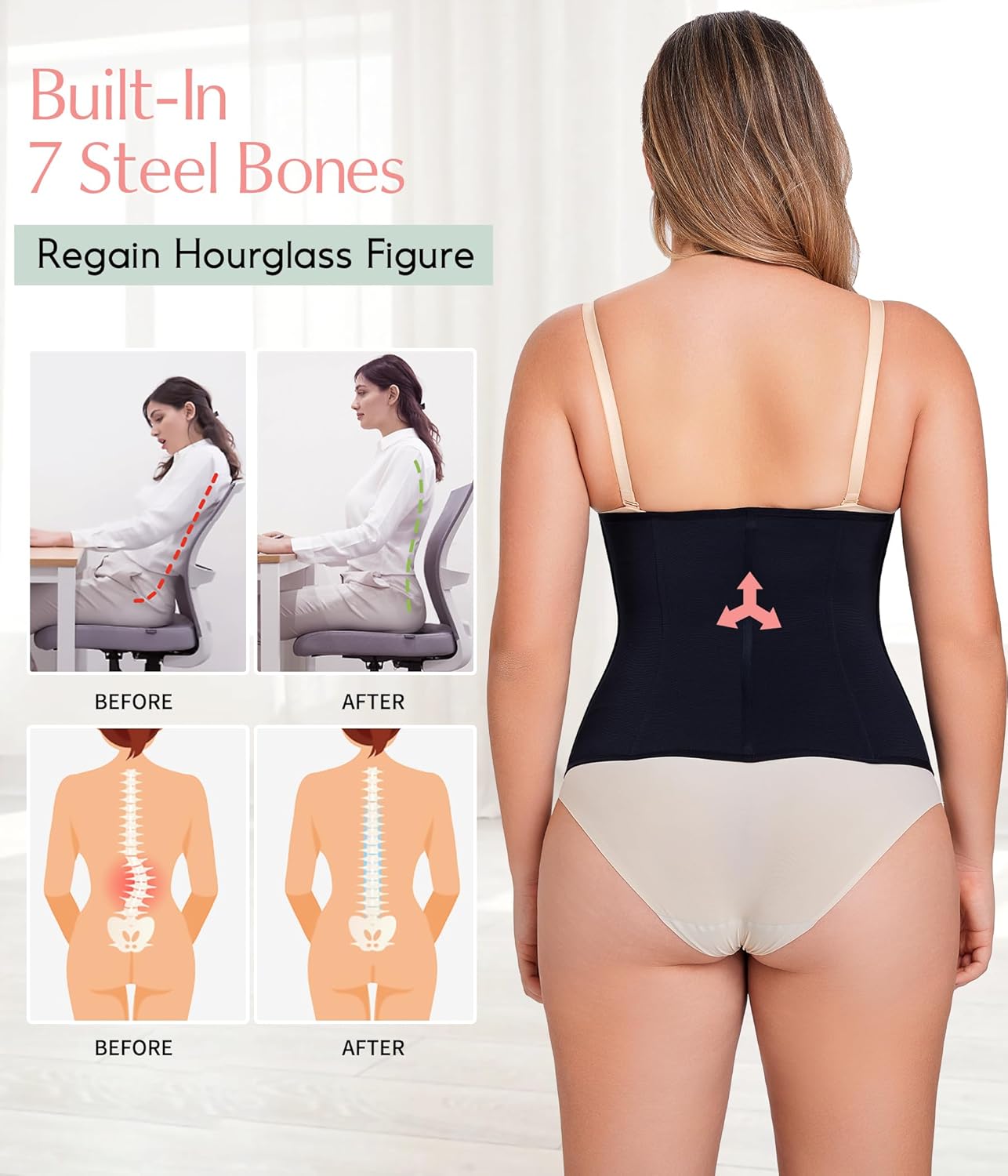 MERYOSZ Waist Trainer Corset Zipper Tummy Control Shapewear Breathable Waist Cincher for Women Body Shaper Sport Girdle