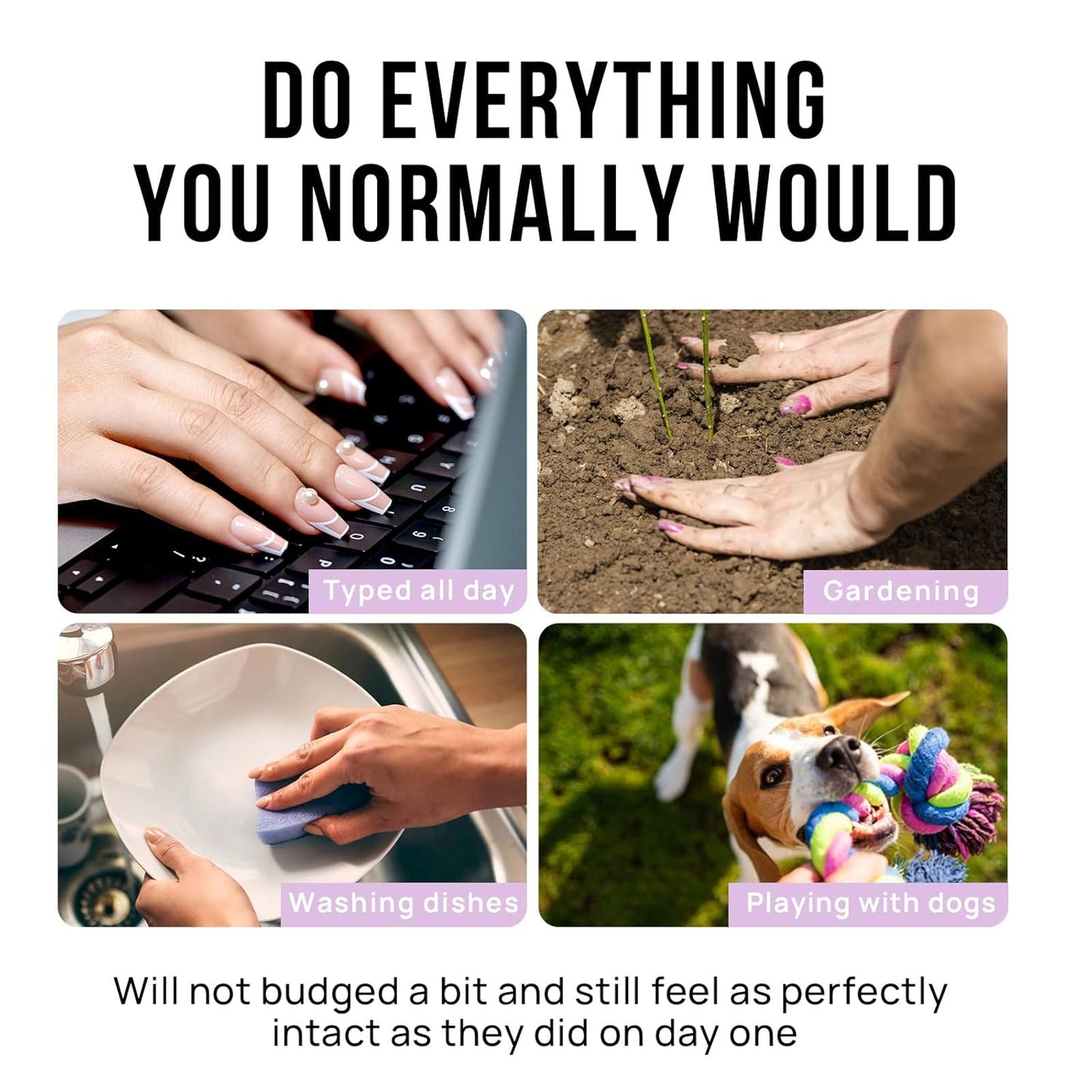 French Tip Press On Nails - BTArtbox 30 PCS Almond Fake Nails, Fit Perfectly & Natural Reusable Silver Outline Soft Gel Nails with Nail Glue and Jelly Glue in 16 Sizes, Rock Me