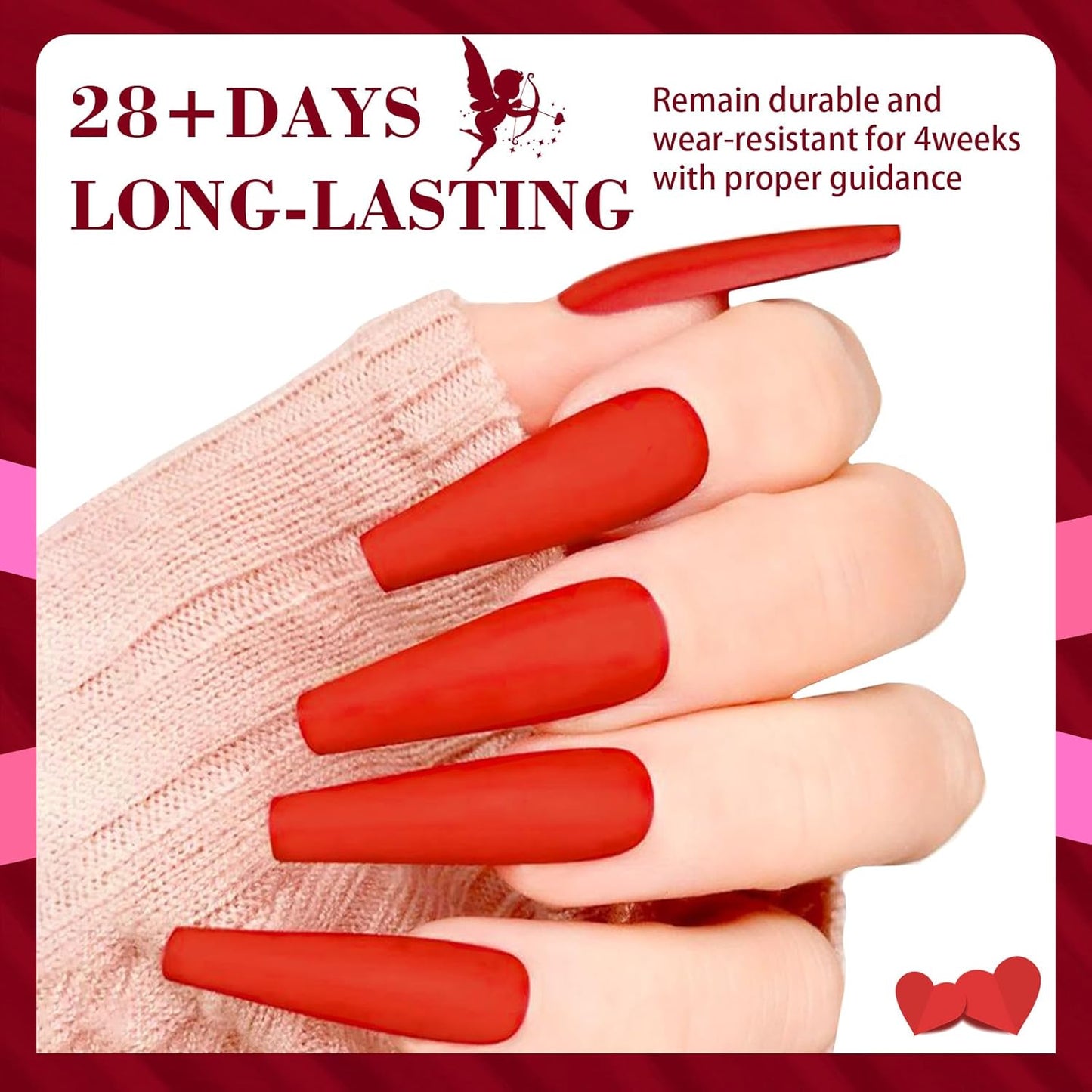 Honey Joy Dip Powder Nail Kit Starter, 4 Colors Dark Red Hot Pink Fine Dipping Powder Liquid Set with Base Top Coat Activator for Nail Art Manicure Salon DIY No LED Nail Lamp Needed, Dip-7pcs-No.20