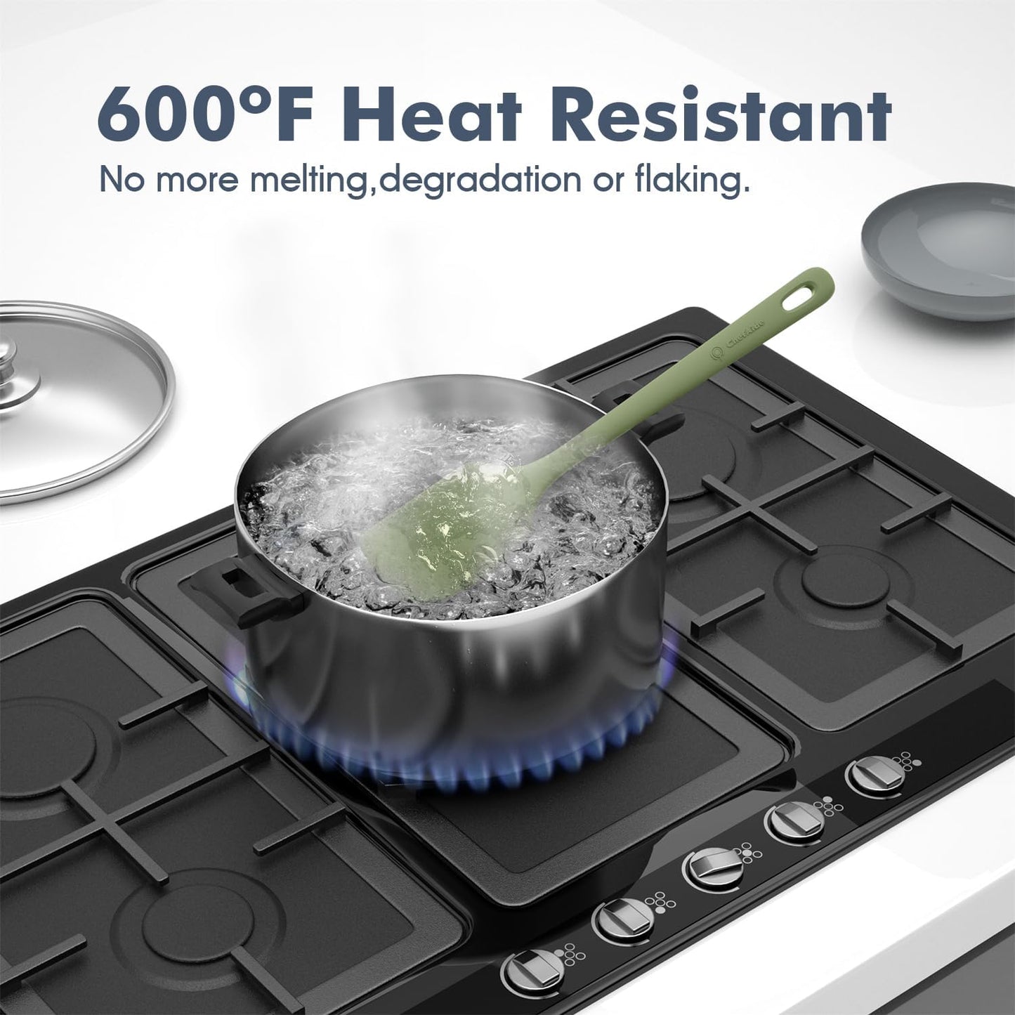 5 Pieces Silicone Spatula Set, Food Grade Rubber Spatula, Upgrade Strong Handle with Ergonomic Grip, Heat Resistant Up to 600°F for Nonstick Cookware, Cooking Candy Series