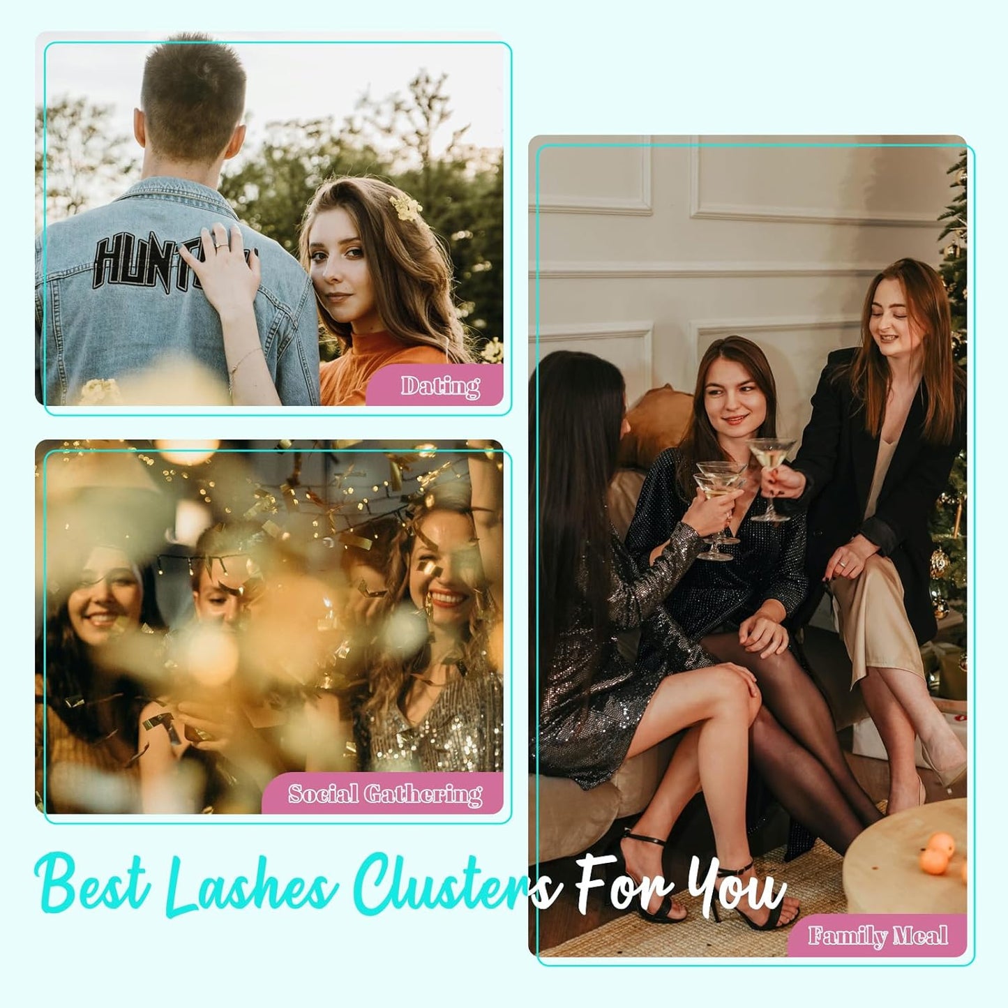 Lash Extension Kit 200PCS Lash Clusters Mix Eyelash Extension Kit with Waterproof Lash Bond and Remover,Individual Lashes with Lash Tweezers for Beginners at Home(60D,D-Mix9-16mm)