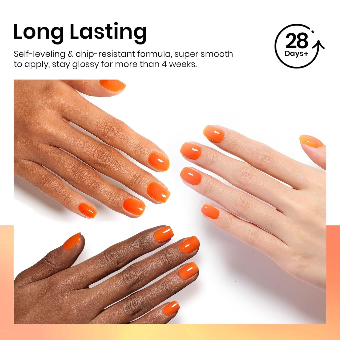 Beetles Orange Gel Nail Polish, 15ML Summer Jelly Gel Polish Sheer Translucent Effect Gel Soak Off UV Orange Burst Series French Nail Art Manicure Gift for Women