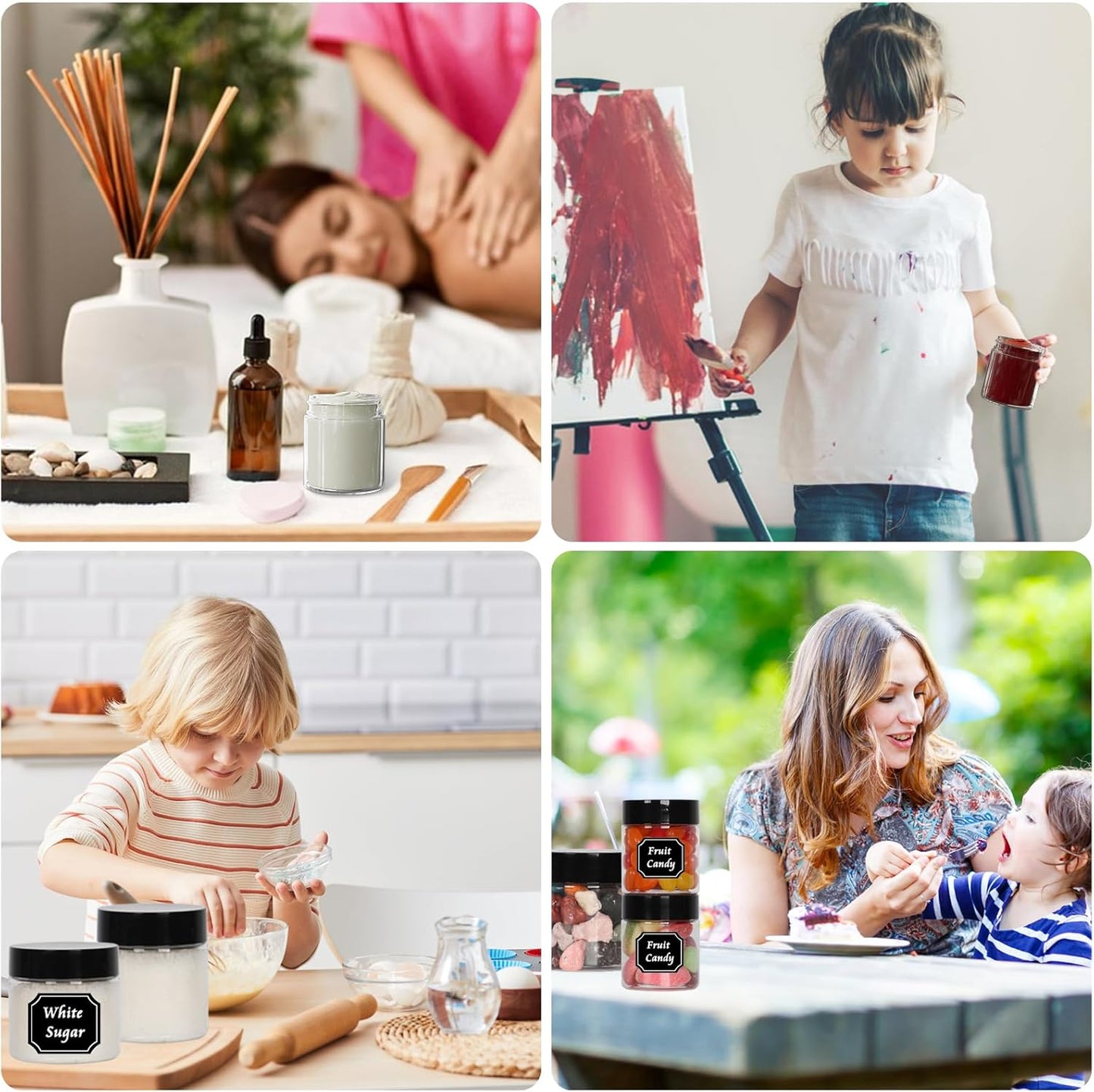 4 oz Clear Plastic Round Jars with Black Lids, 50pcs 4oz 120ml Leak-Proof Wide-Mouth Cosmetic Storage Containers for Kitchen Use, Beauty Products, Cream, Scrubs, Bath Salt and More