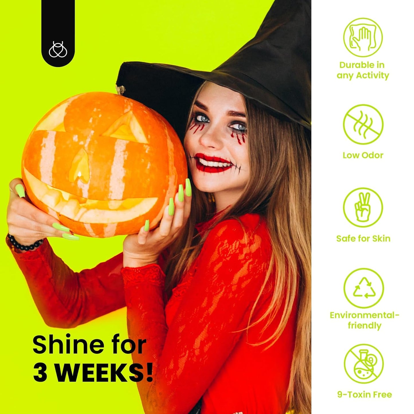 Beetles Halloween Gel Nail Polish – Luminous Yellow Glow in the Dark Green Gel Polish, Noctilucent Green Luminous Color Soak Off U v LED Lamp DIY Manicure 0.5Oz