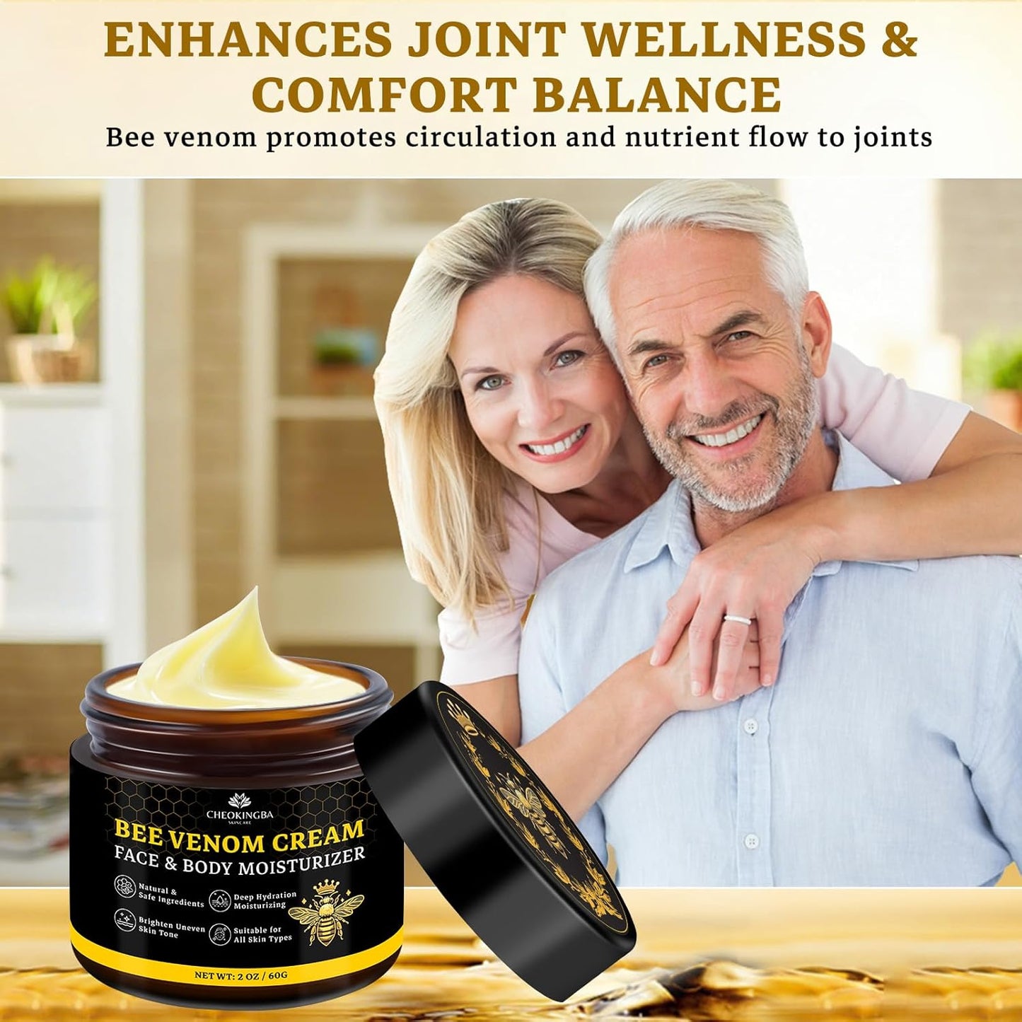 2PCS Bee Venom Comprehensive Cream: Wrinkle Care Face Lift & Firming, Effective In Reducing Skin Blemishes, Natural Care and Non-Irritating, Bee Venom Joint Cream for All Body Parts, 60g * 2PCS