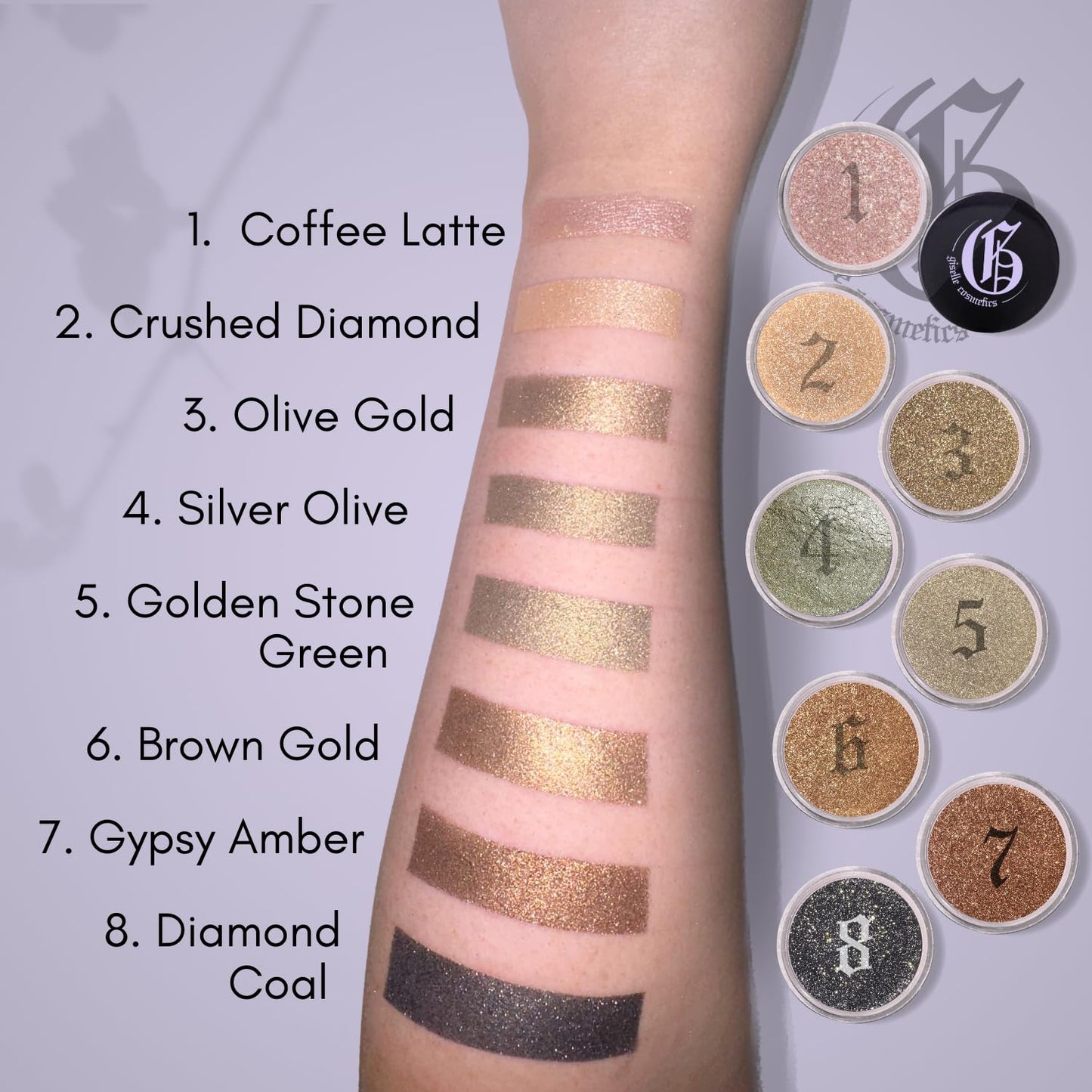 Crushed Diamond Tan Eye Shadow - Loose Glitter Mineral Organic Eyeshadow Palette - Brown, Nude, Gold Shimmer Makeup - Highlighter Talc-Free Sparkly Glitter Eyeshadow Powder