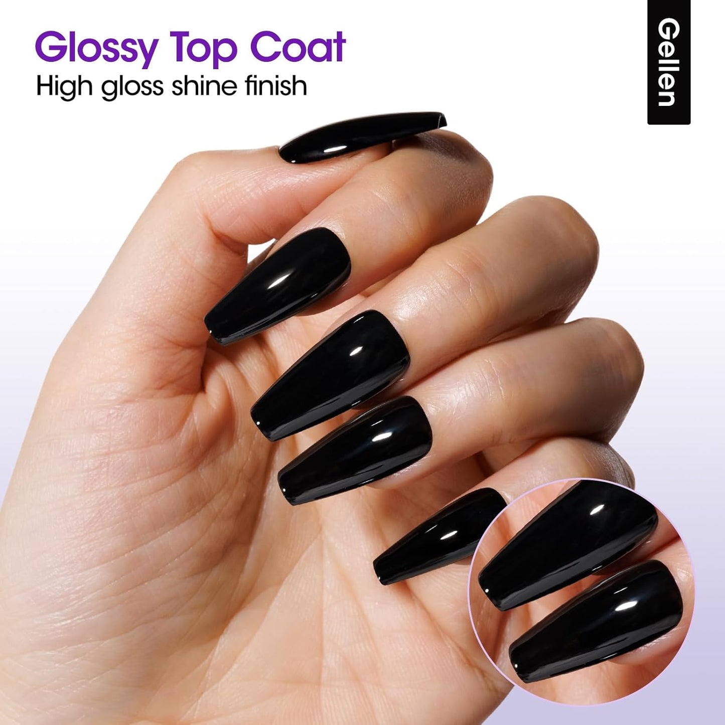 Gellen Gel Top and Base Coat, 4pcs 18ml No Wipe Matte Glossy Glitter Gel Top Coat, Clear UV Base Coat Gel Nail Polish, Soak Off Nail Lamp Gel Base Top Coat Long Lasting Home Gel Manicure