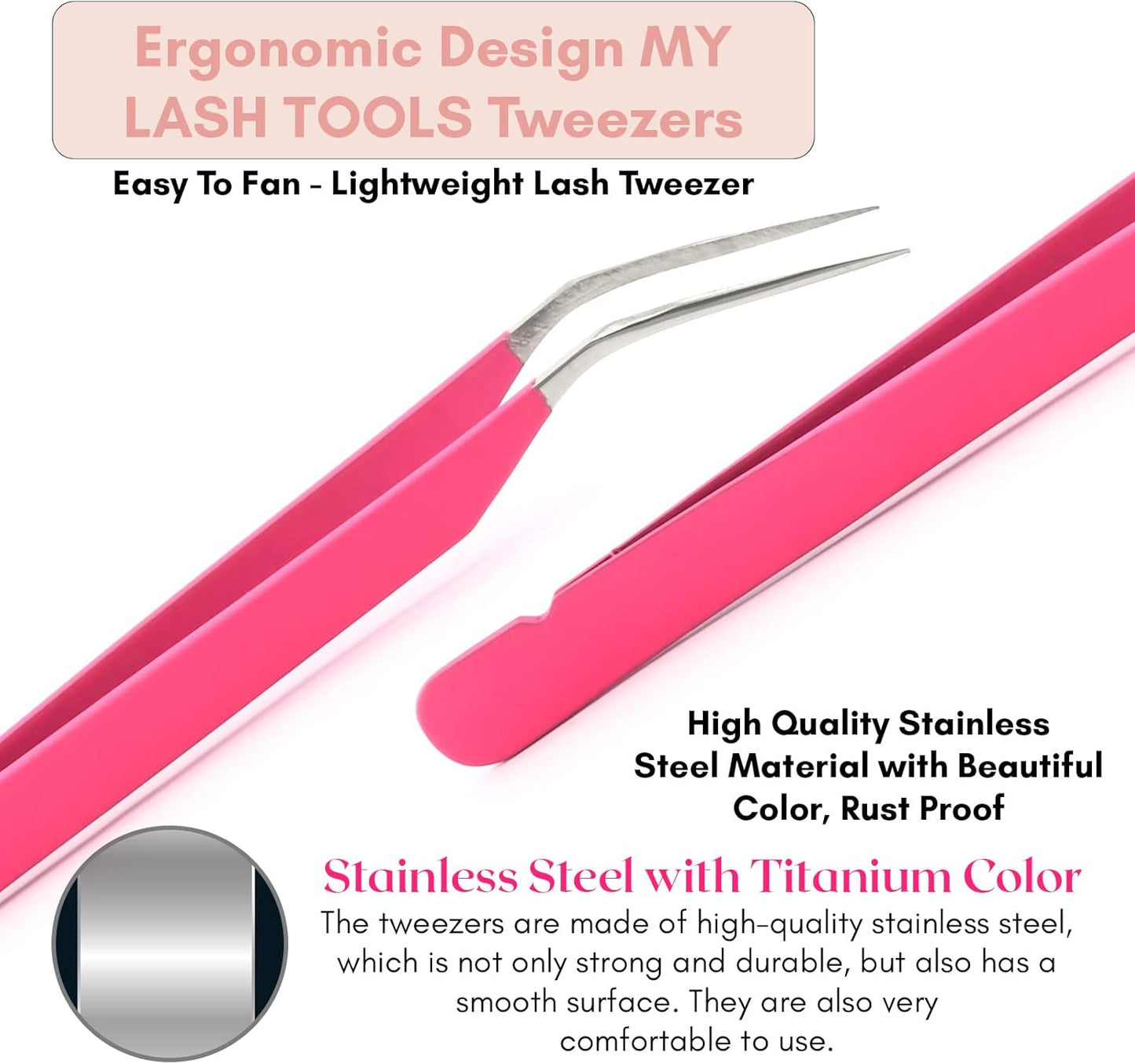 My Lash Tools New Isolation Lash Tweezers For Eyelash Extensions Best for Individual Isolation & Classic Lashes Japanese Stainless Steel Lightweight Precision Lashing Twisers (MattePInkJPs)
