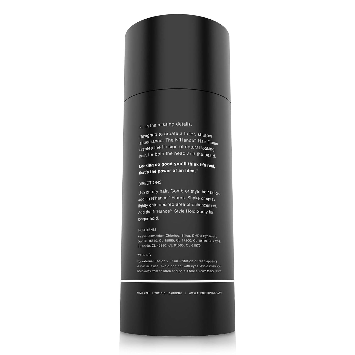 The Rich Barber N’Hance Hair Building Fibers, 3 Month Supply - Barber Hair Thickening Fibers, 25 grams - Grey Hair Concealer Spray - Sharper Hairlines, Thicker Beard & Fuller Hairstyling (Black)