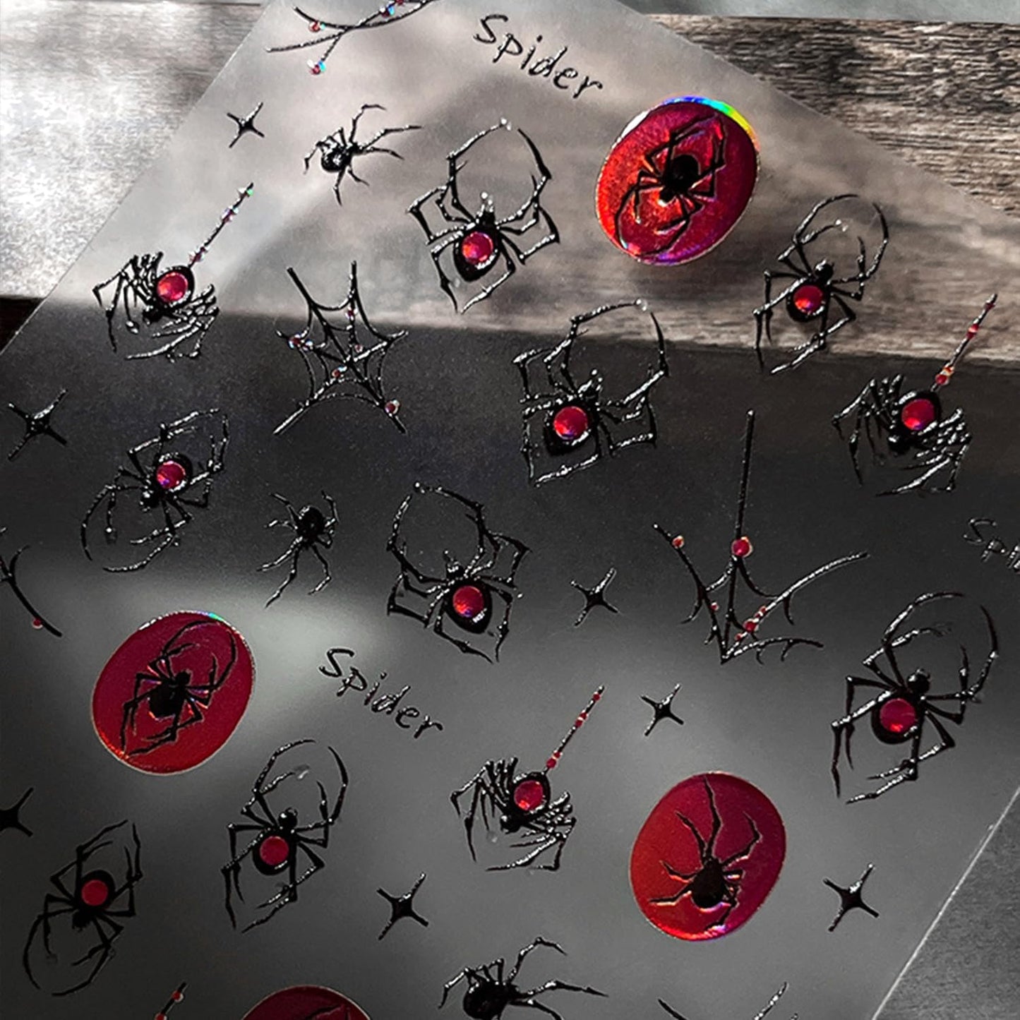 Halloween 5D Embossed Nail Art Stickers Decals Spider Gem Nails Sticker Spider Web Nails Decal Self-Adhesive Nail Art Decals for Women Halloween Decor