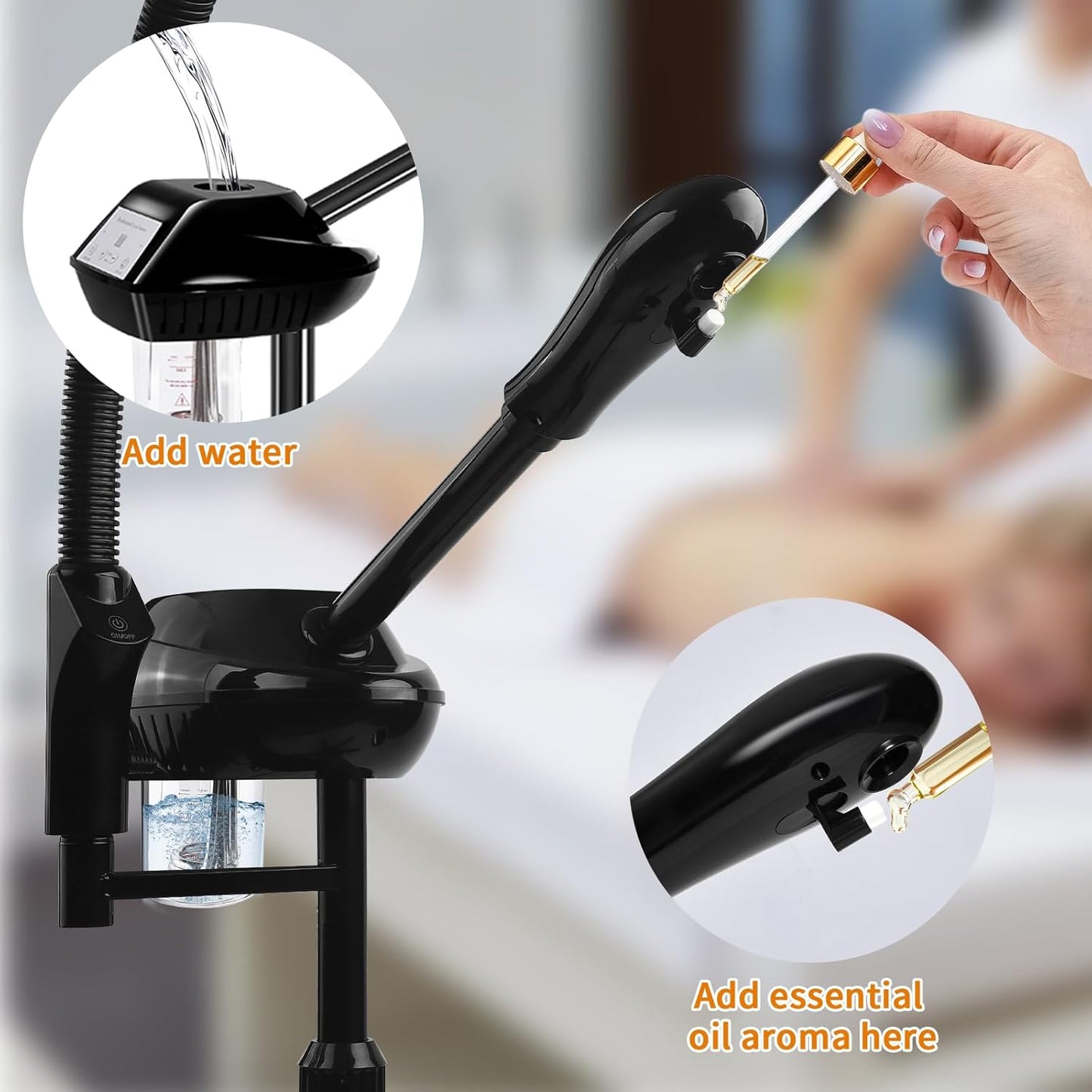 Facial Steamer for Ozone Humidifier Atomizer Attach 5× Magnifier and Light, Professional Face Steamer Clean Skin Firming Pores and Moisturizing Suitable for a Beauty, Spa, at Home