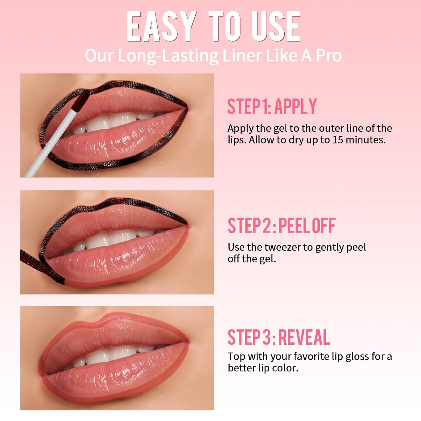 Lip Stain - Lip Liner Stain, Long Lasting Peel Off Lip Stain, Natural Peel Off Lip Liner Stain with Tweezer, Easy to Use, Waterproof, Smudge-proof, Transfer-proof, Cocoa