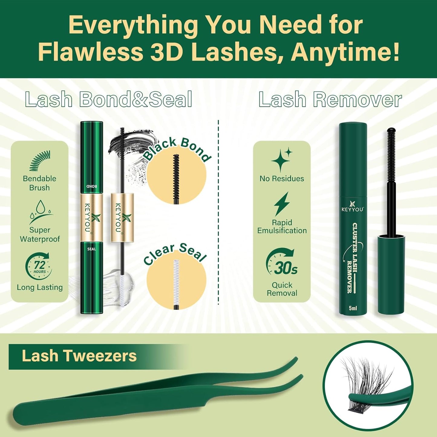 Clusters Kit 3D Effect Eyelash Clusters Kit 280pcs 80D100D 8-16MIX D Curl Individual Lashes Kit Wispy Lashes Volume Cluster Lashes Kit Natural Soft (3D Kit-80D100D-D-8-16MIX)