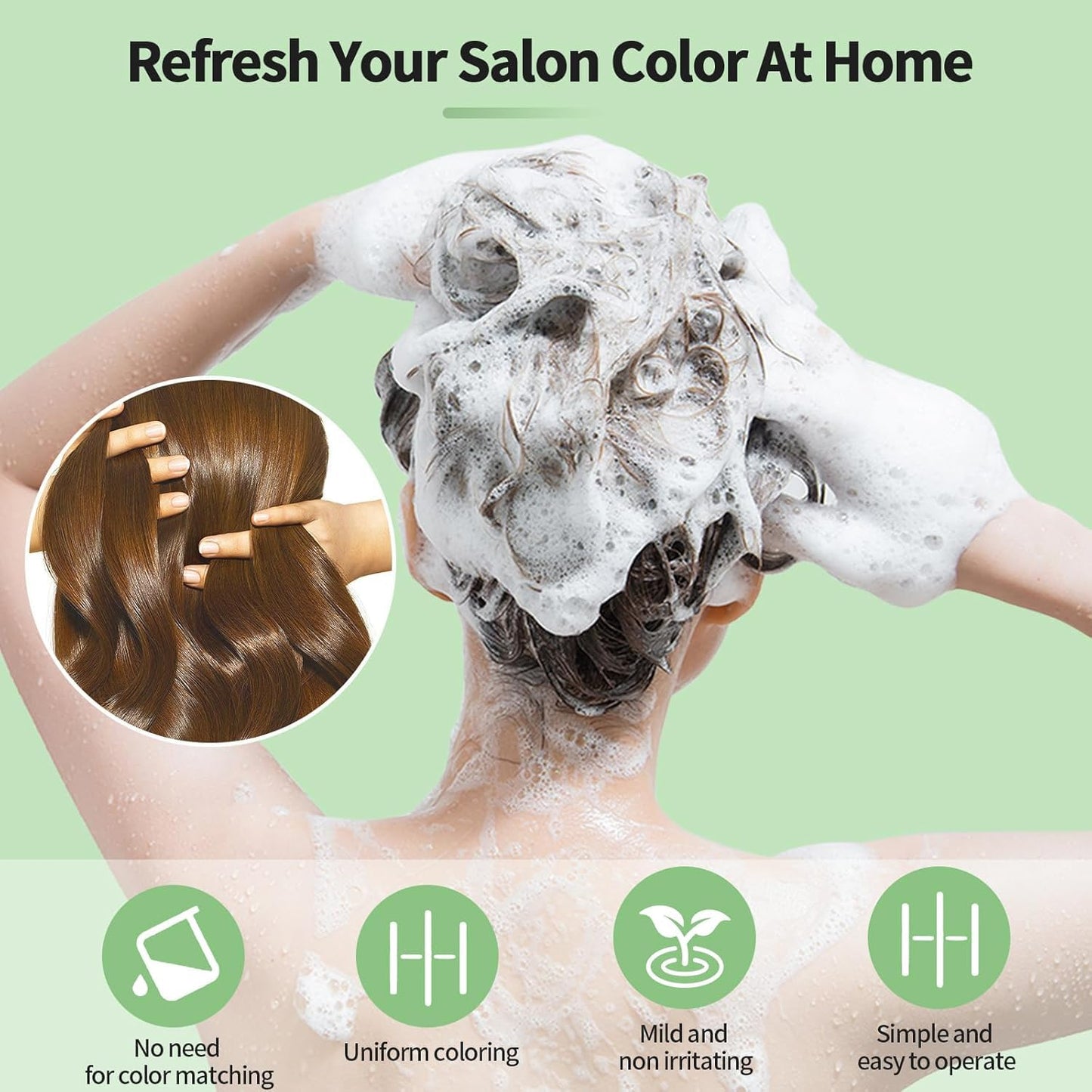 2 Pack Hair Dye shampoo, Leorx 3 In 1 Brown Color Shampoo Hair Dye For Refresh Hair Instant Herbal Coloring Shampoo For Women&Men - Tintes Para El Cabello Profesional