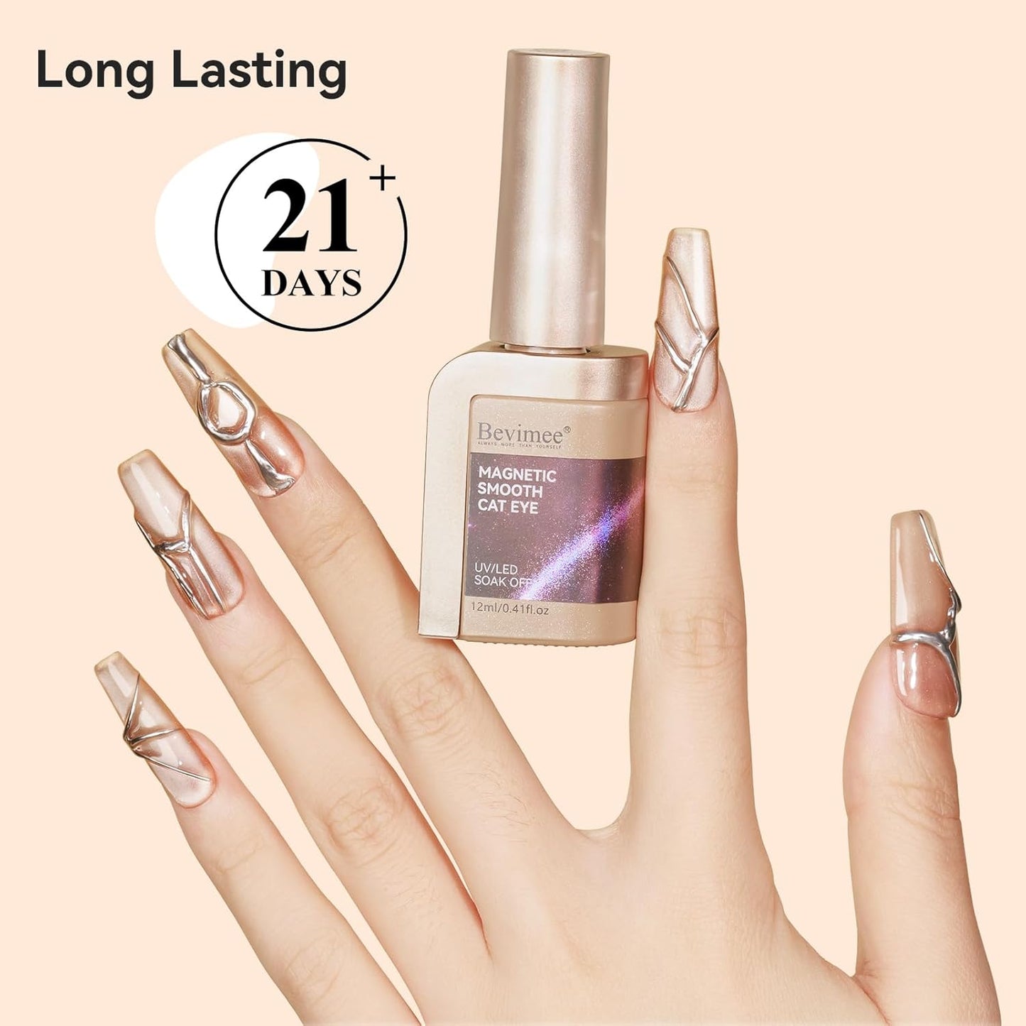 Moonlight Cat Eye Nail Polish 12ML, Crystal Nude High Gloss Cateye Gel Polish Nail Magnetic Glitter Holographic Nail Polish Glass Diamond Cats Eye Velvet UV Gel Polish for Nail Art 1PC
