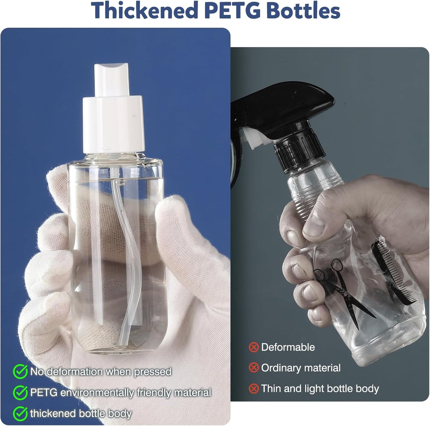 Small Spray Bottle Travel Size 3.4oz/100ml Plastic Mini Bottle Set - Fine Mist Mini Empty Spray Bottles - Refillable Spray Bottles for Cleaning Solutions, Perfume, Liquid Cosmetics
