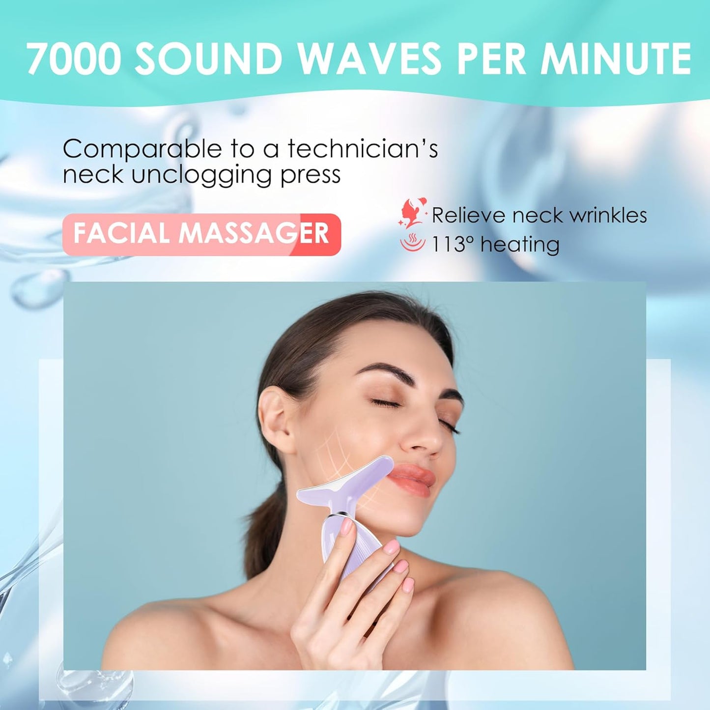 Facial Massager Red-Light-Therapy-for-Face and Neck, Face π² culpting Wand with 7 Color (Light Purple)