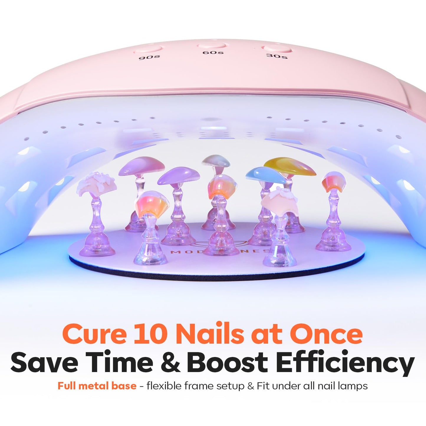 Modelones Nail Stand Set, Magnetic Nail Stands for Press ons False Nail Tips Practice Acrylic Holder with 200pcs Sticky Tabs Strong Metal Base Painting Display DIY & Salon Use Beginner Supplies