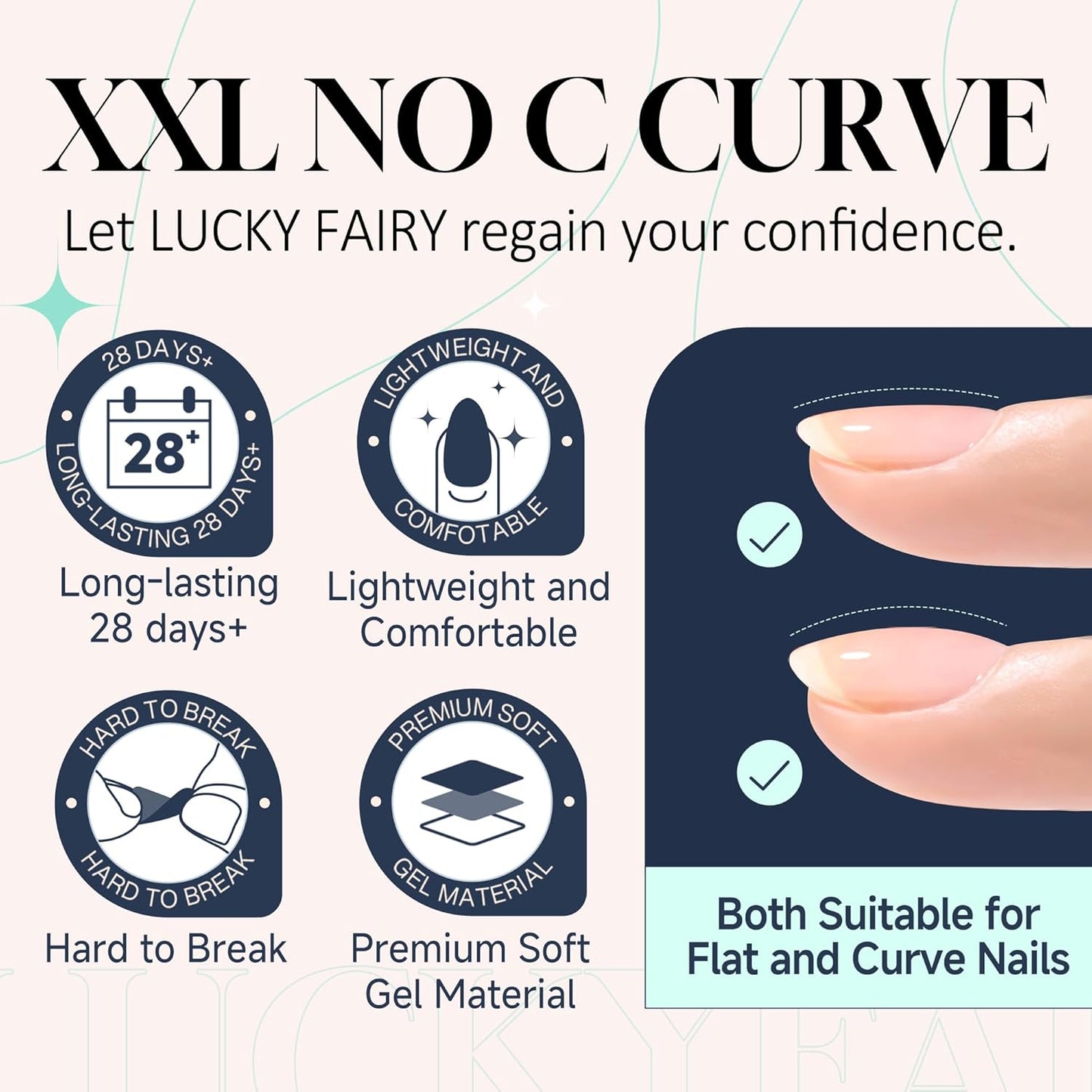 XXL Nail Tips Square 504 Pcs 12 Sizes - No C Curve Flat Square Nail Tips Clear 2XL Full Cover Tapered Gel Acrylic Fake Nails Gelly Tips for Nail Extension Nail Art