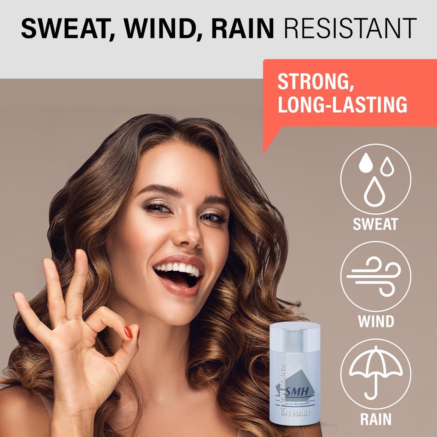 SMH Hair Fibers MADE IN JAPAN – Instantly Conceals Thinning Hair –Long-Lasting, Natural Look – Sweat, Water & Wind Resistant – For Men & Women (10g, White)