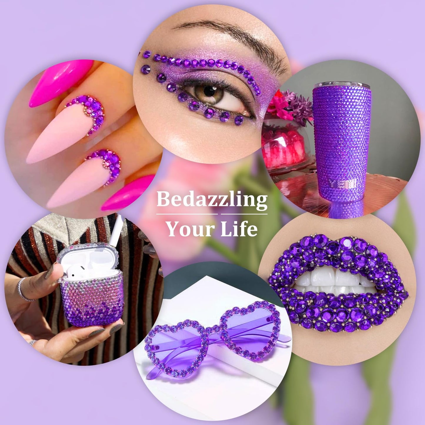 Resin Rhinestones for Crafting, 2 Boxeses Purple Multi Sizes Flatback Bedazzling Crystals for Crafts Nail Art Deco, Non Hotfix Gems Charms for Tumbler Shoes Clothing Fabric Face Makeup