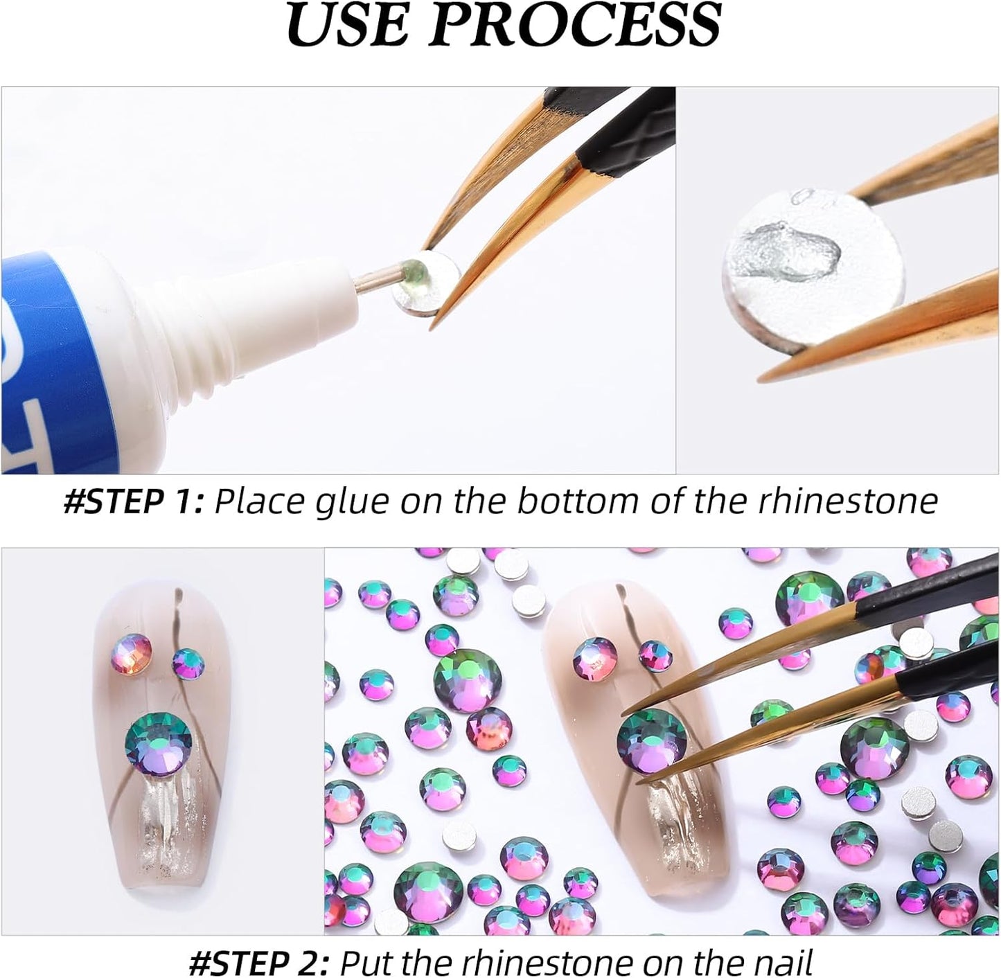 Green Volcano Flatback Rhinestones, Glass Rhinestones for Nail Art and Craft, Glue Fix, Loose Crystal Gemstones(Green Volcano, SS8, 1440pcs, 2.3-2.5mm)