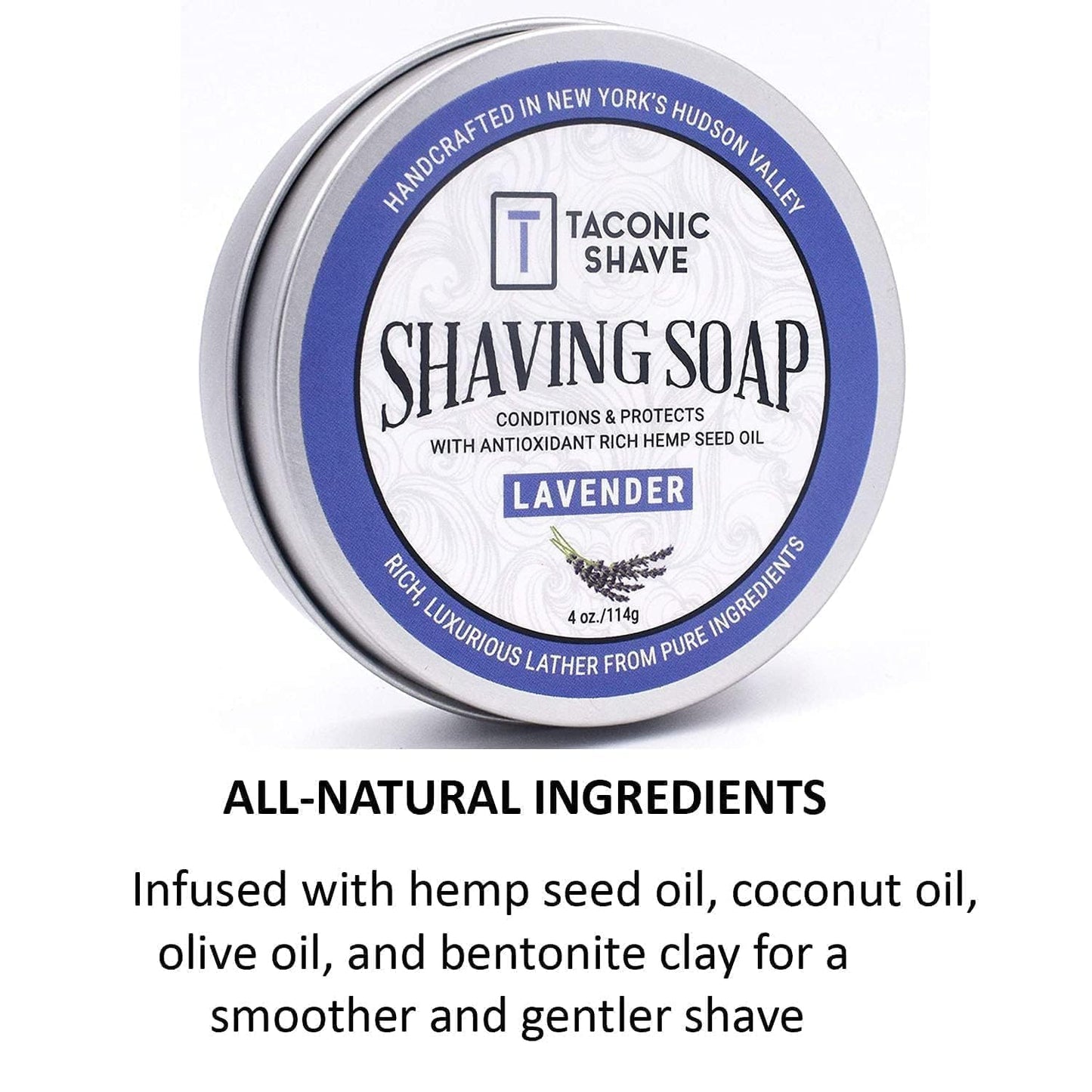 Taconic Shave Lavender Scent Shaving Soap – Calming Floral Aroma – Barbershop Quality Lather Puck with Natural Oils – Soothing & Moisturizing – Handmade in USA