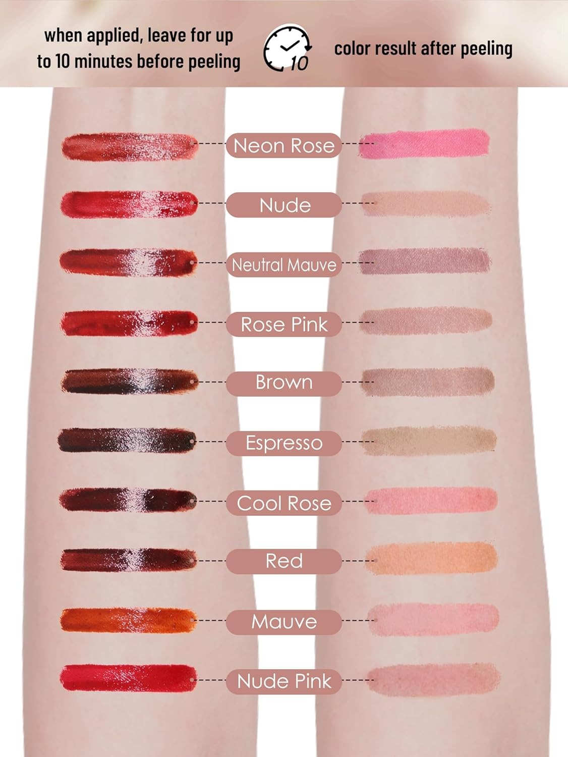 Lip Stain Peel Off Lip Liner Stain with Tweezer, Long Lasting Matte Lip Tint Tattoo, Highly Pigmented Color Lip Makeup, Waterproof Lipstick, Transfer-proof Lipstain for Women, Espresso