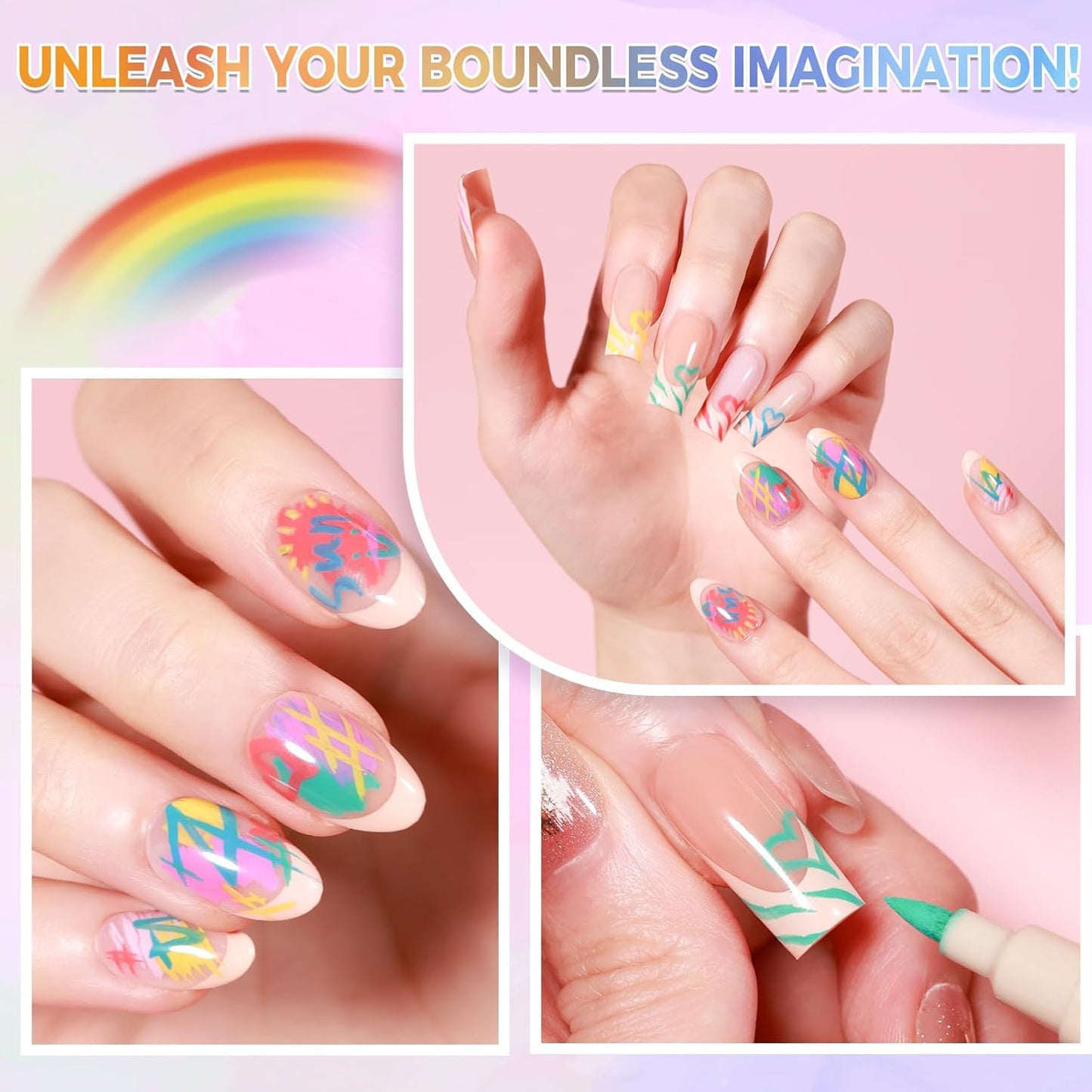 18 Colors Nail Art Pens Set, 3D Nail Polish Pens Quick-Drying Acrylic Paint Markers, Dotting Liner Brush for DIY Nail Design, Home & Salon Manicure Tools