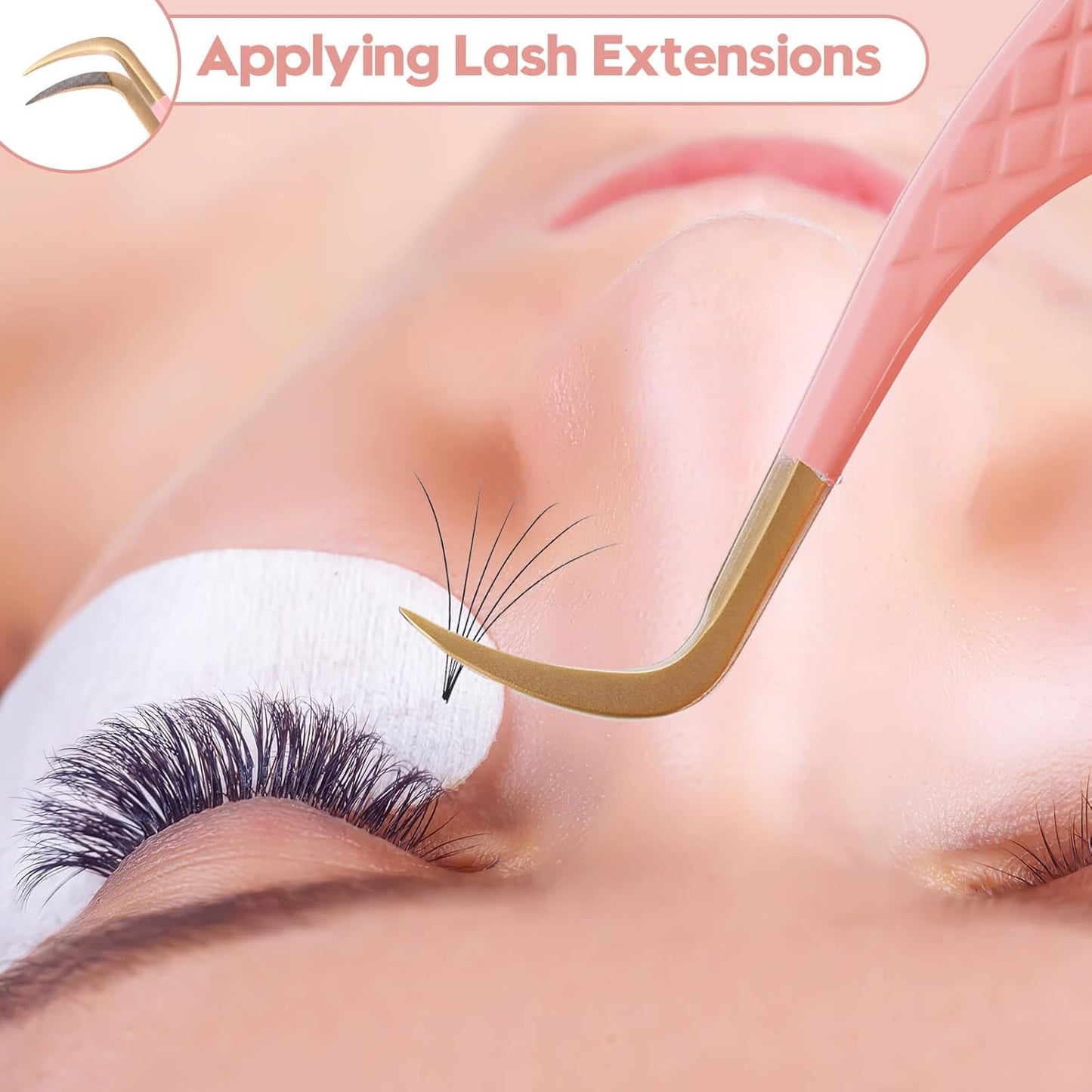 Ms.Queen Lash Tweezers Set,Professional 4Pcs 45 90 Degree Curved and Isolation Lash Tweezers for Eyelash Extensions