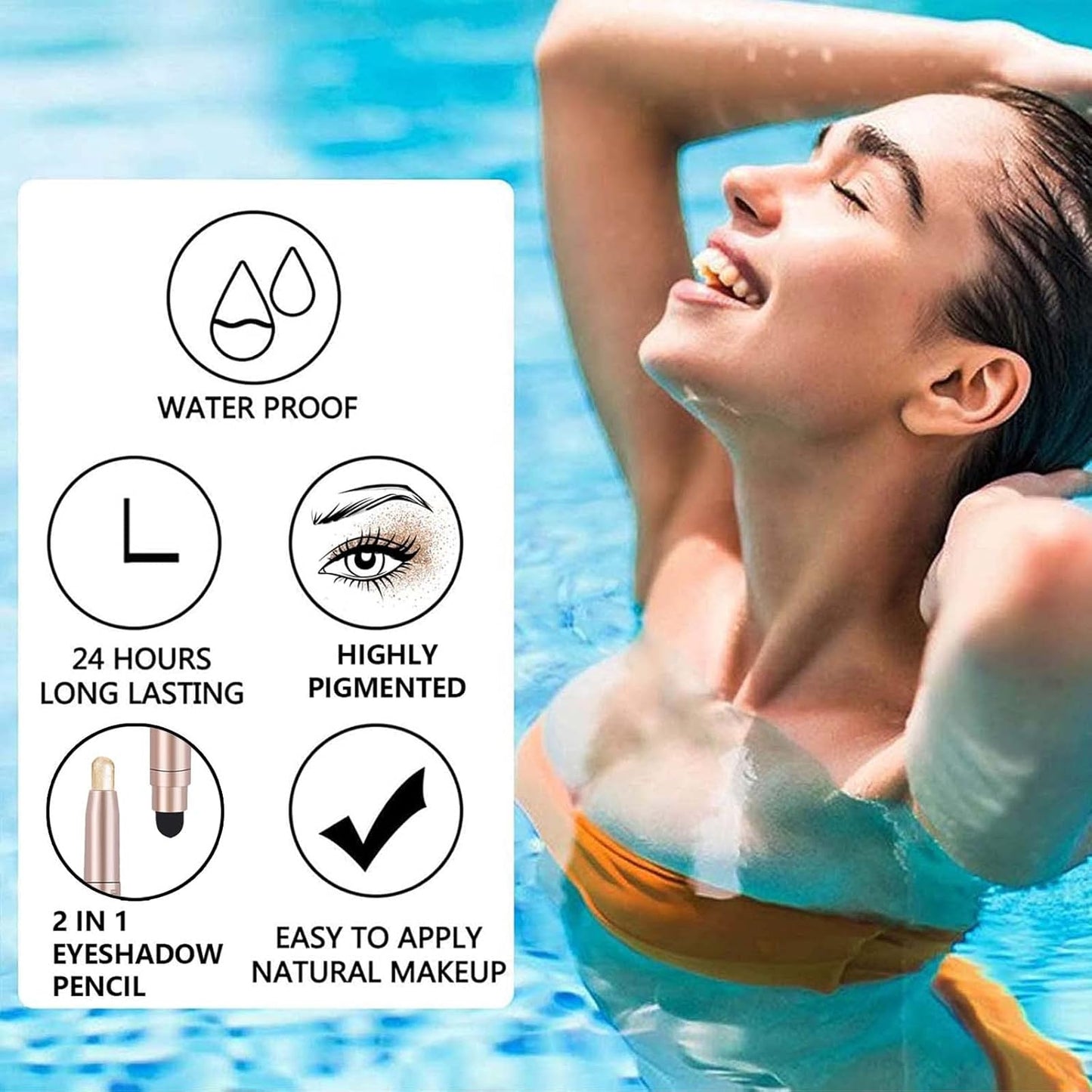 Black Cream Eyeshadow Stick, Single Shimmer Eyeshadow Pencil, Waterproof Long Lasting Eye Shadow Stick Makeup, Hypoallergenic High Pigmented Eye Highlighter Pen Create Multi-Dimensional Eyes Look 11#