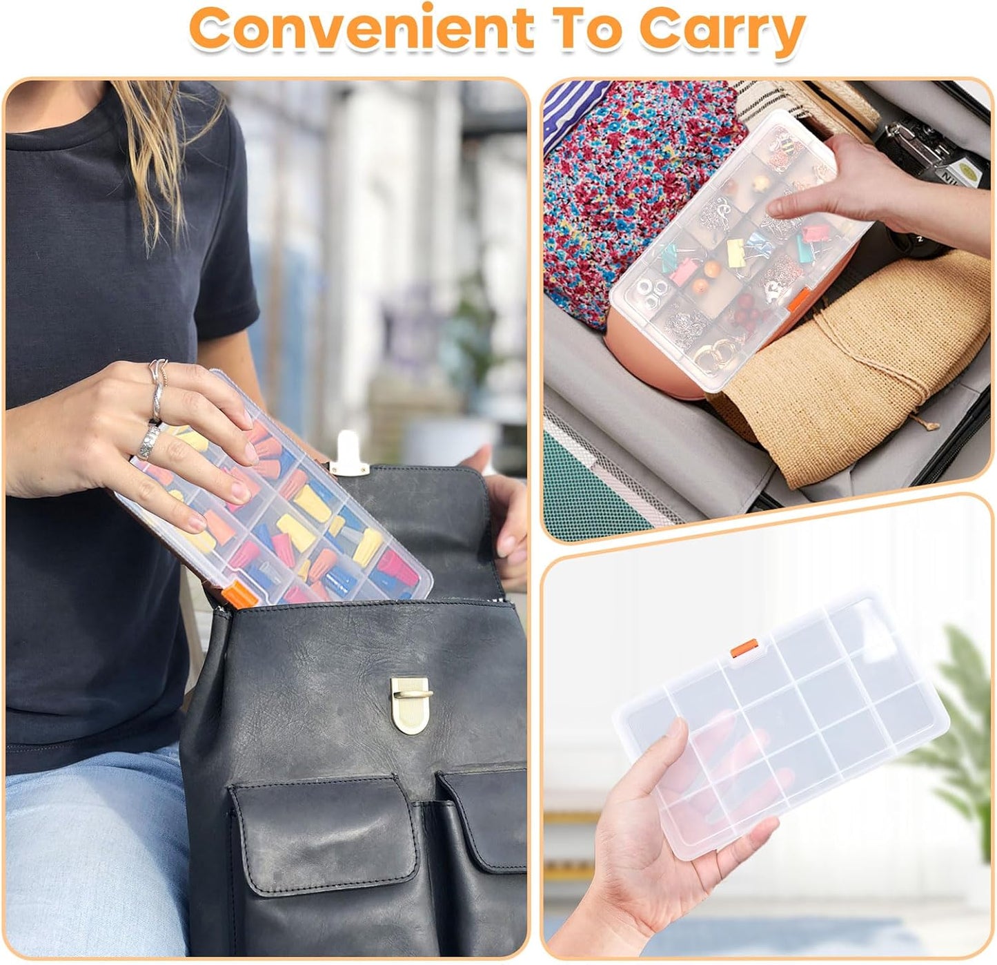 2PACK Extra Thick Bead Organizers, Mini Clear Plastic Storage Box Craft Containers for Nail jewelry rhinestones DIY Supply Case