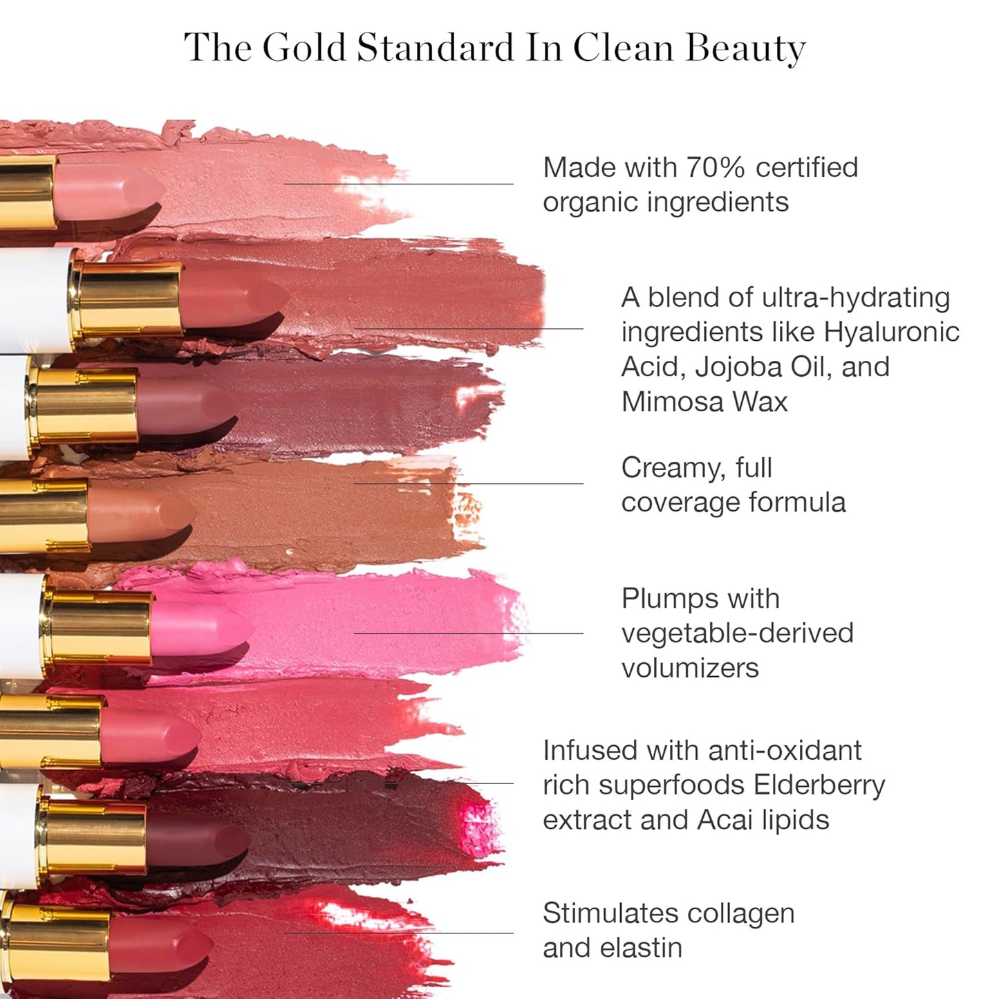 Ogee Full Bloom Sculpted Lipstick (Juliette) - Long Lasting Organic Lipstick with Jojoba Oil & Micro Hyaluronic Acid - 70% Organic Ingredients & Made in USA