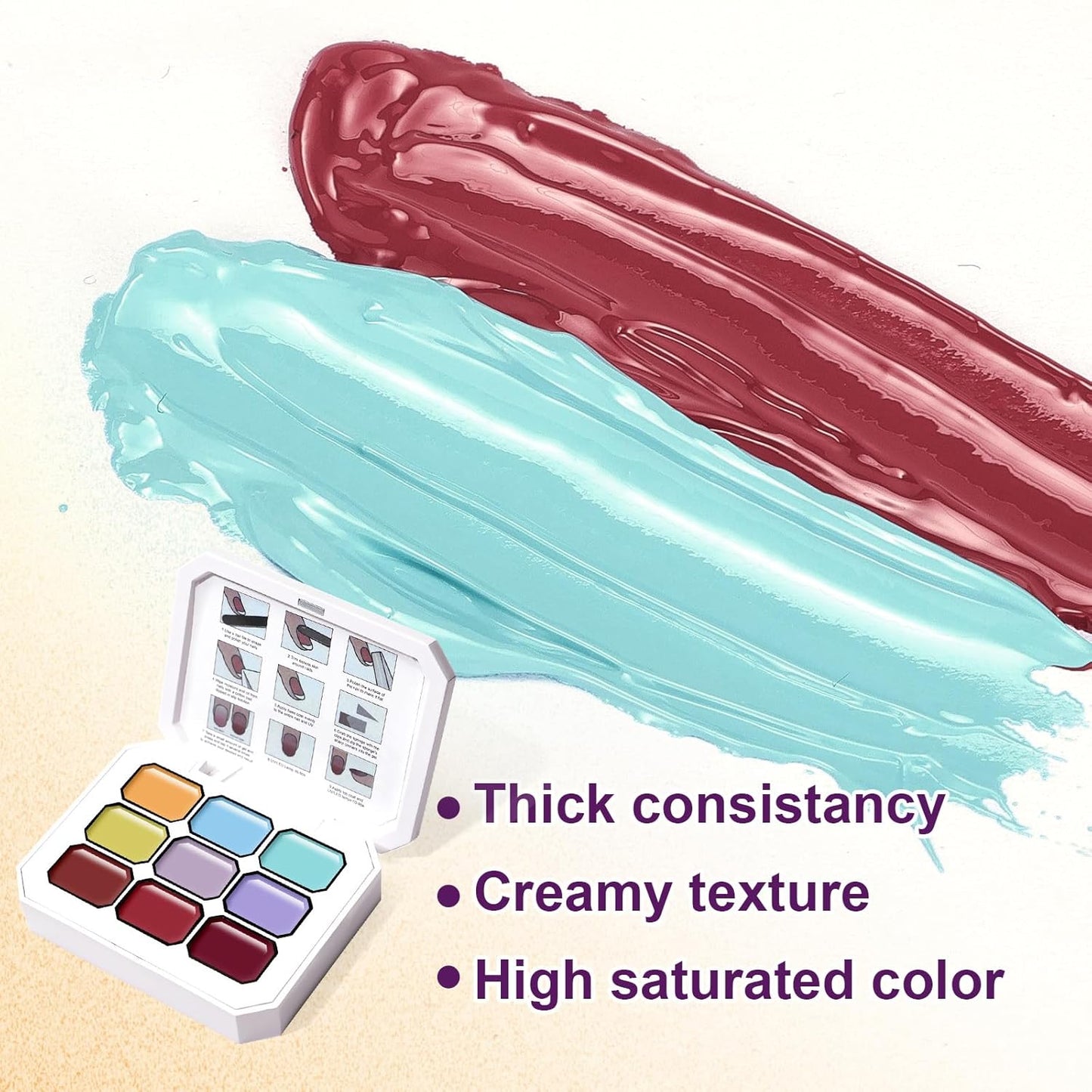 Gradient Painting Gel, 9 Colors Ombre Gel Nail Polish Summer Hot Bule for Pigment Pat Nails Aura Nails, French Manicure DIY Nail Art Soak of UV Palette Bechside Candy