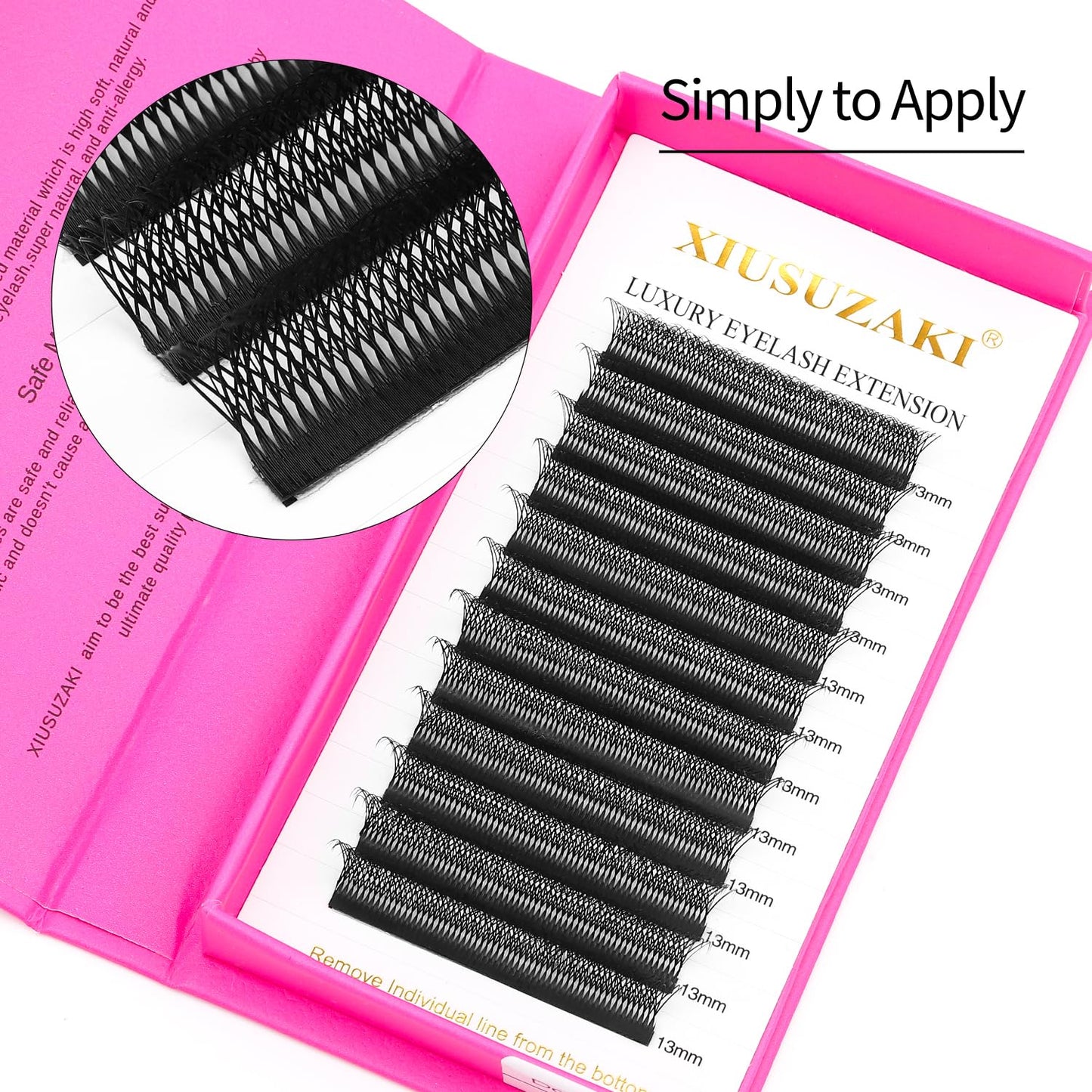 Lash Extensions Double Tips 4D Eyelash Extensions W Shape 0.07mm Thickness D Curl 11mm Premade Fans Easy Fan Volume Lashes Matte Black Crisscross(W-4D-Double Tips-0.07-D,11mm)